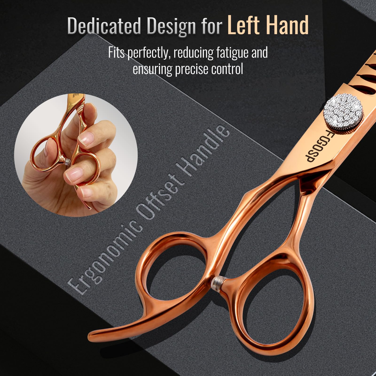 Linkshänder Professionelle Chunkers Hund Pflege Schere 7 '' Rose Gold Titan Verdünnungsschere für Hunde Katzen Haustier Pflege Schere Japanische 440C 70% Verdünnungsrate 18 Zähne (7, Chunker)
