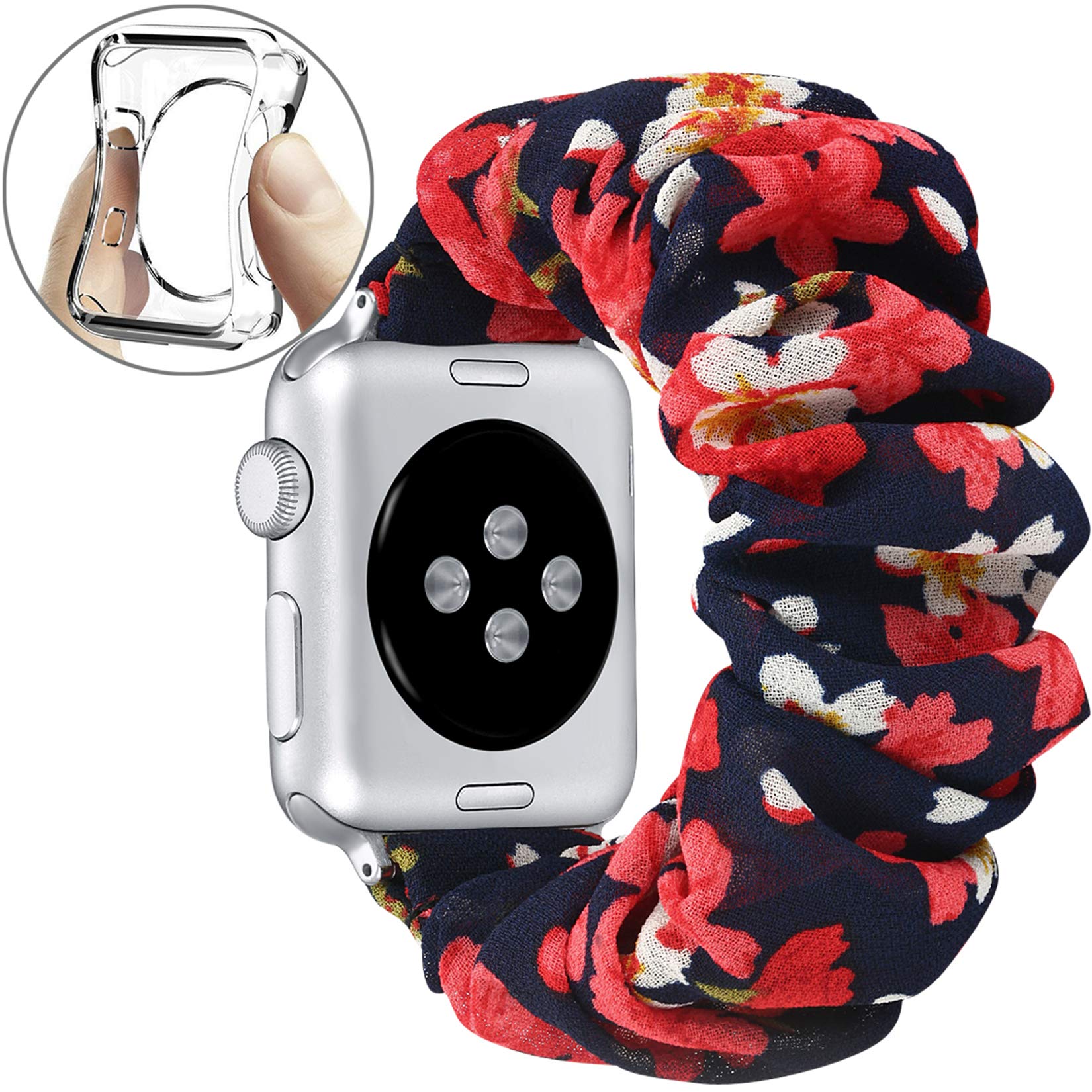 fastgo Compatible with Apple Watch Band Scrunchie 38mm/40mm Women Girls Gift Elastic Bracelet Stretchy Soft Fabric Strap Replacement Wristbands for Iwatch SE Series 6/5/4 3/2/1 42mm/44mm Accessories