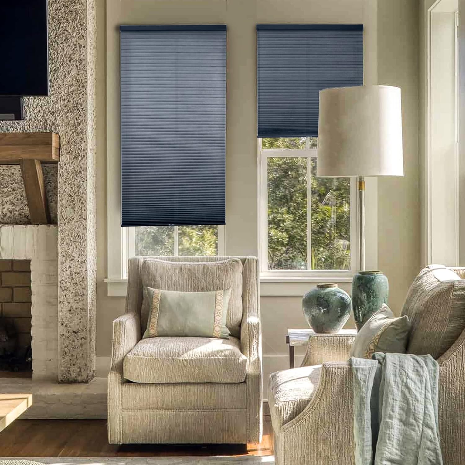 CHICOLOGY Cellular Shades, Blinds for Windows, Window Blinds Cordless, Window Shades for Home, Window Coverings, Cellular Blinds, Door Blinds, Morning Ocean, 26" W X 48" H