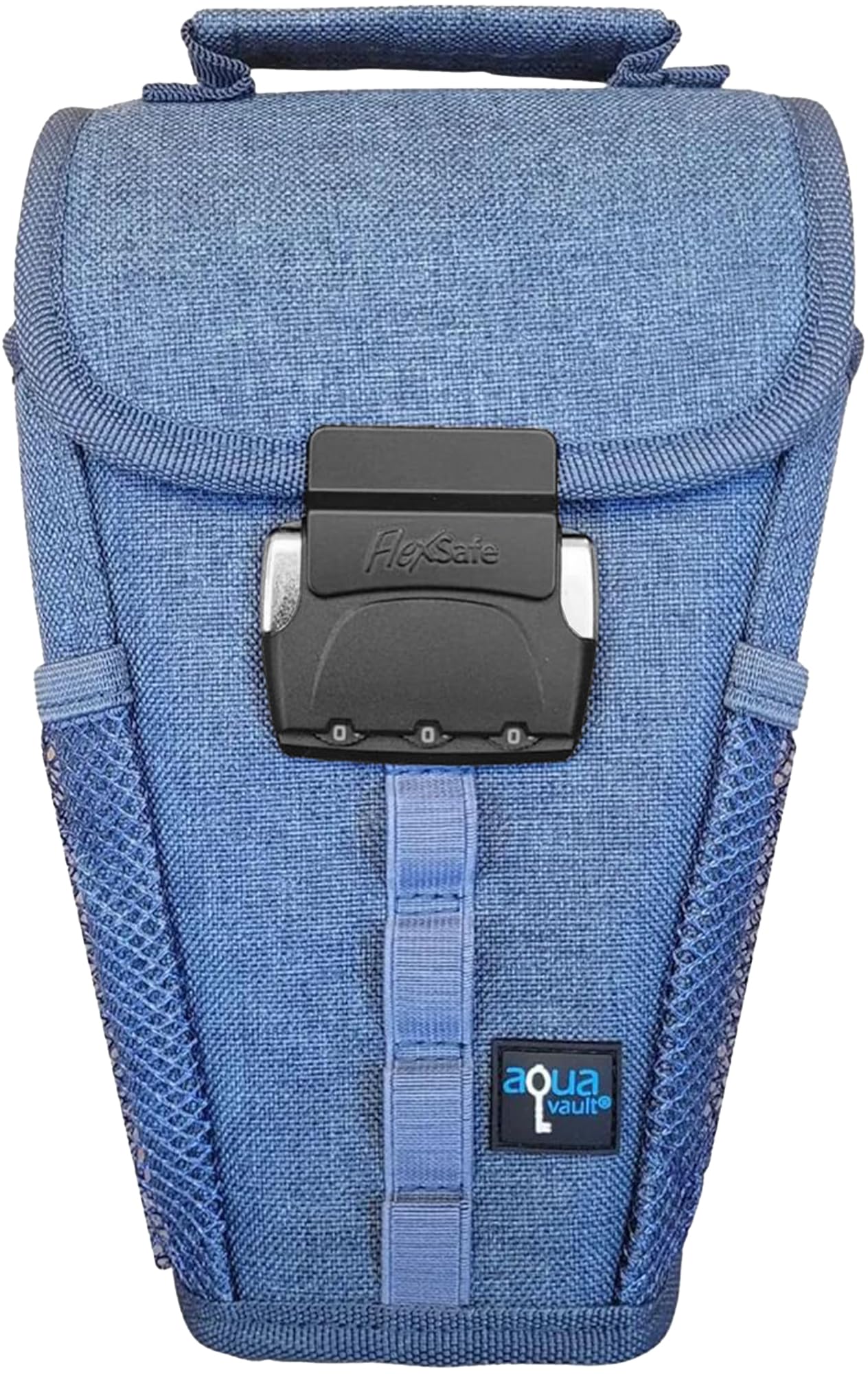 Portable Travel Safe Anti-Theft Cut-Resistant Beach Pool Lock Box | Blue. Cut-resistant nylon with water resistance and RFID blocking. Secures phones and valuables at the beach, pool or hotel. Blue Classic