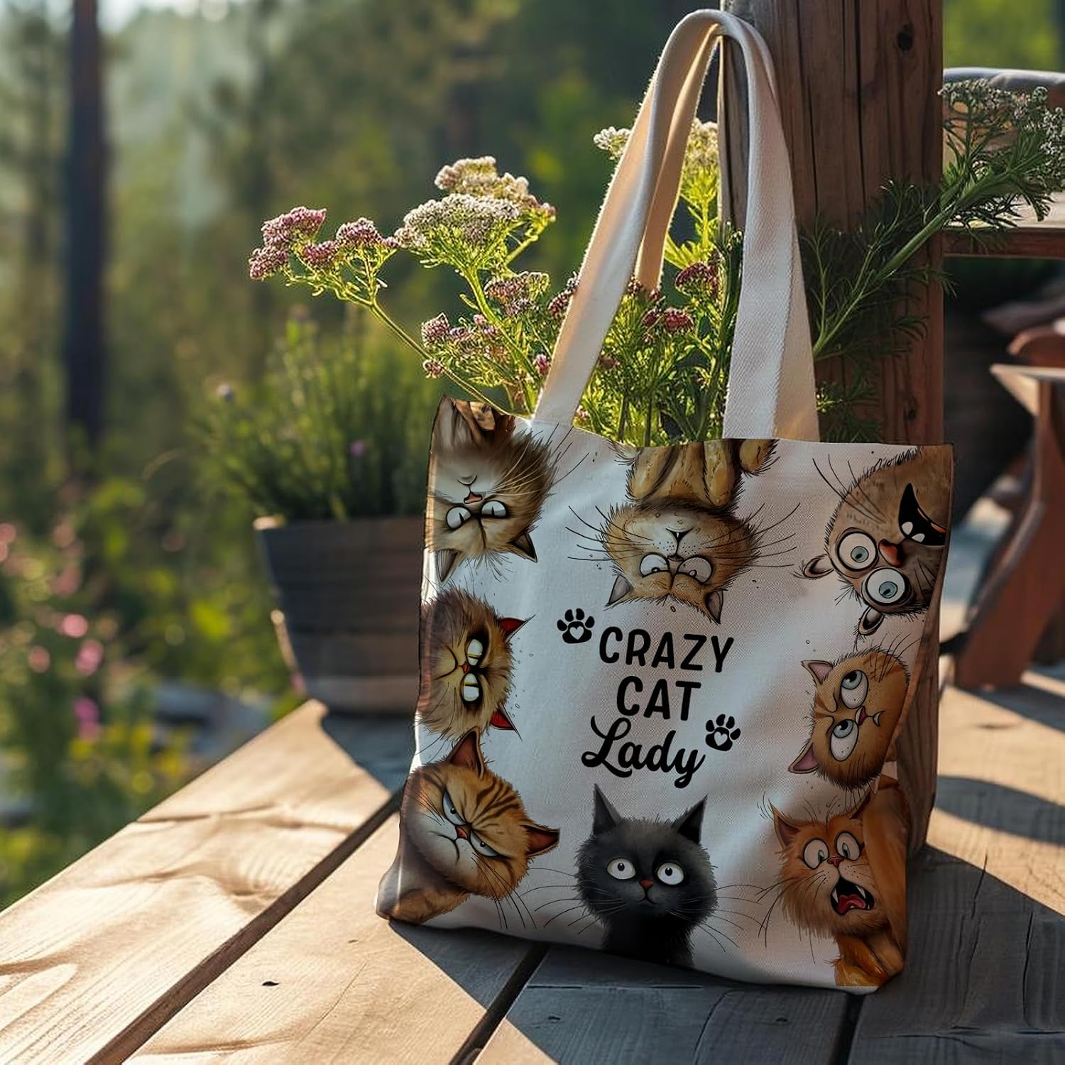 Funny Cat Tote Bag - Cat Gifts for Women, Reusable Grocery Shopping Bag image 3