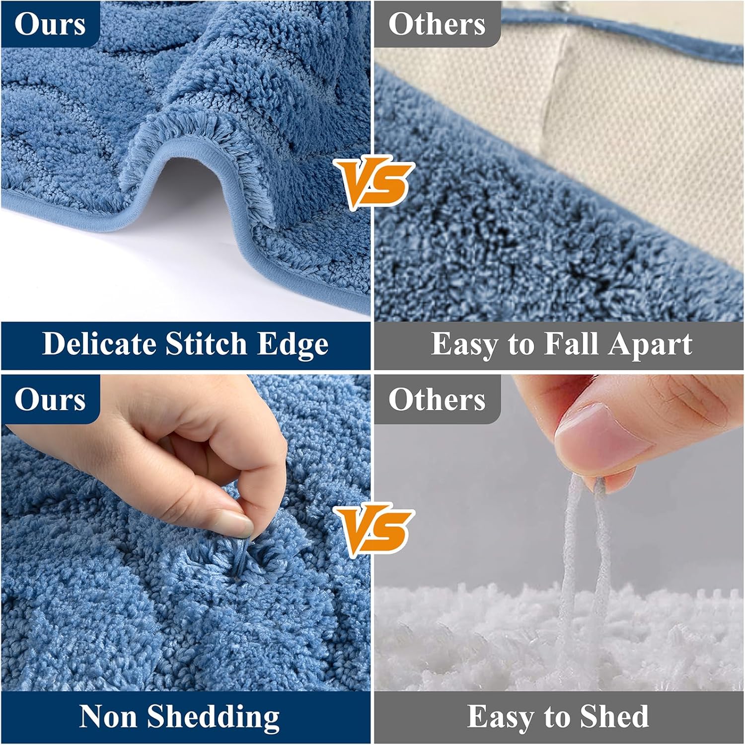 Ileading Bathroom Rugs Sets 5 Piece, Ultra Soft Absorbent Bath Mat for Bathroom, Non Slip Washable Bath Rug Set with Toilet Cover, Plush Bath Runner and U-Shaped Contour Toilet Rug