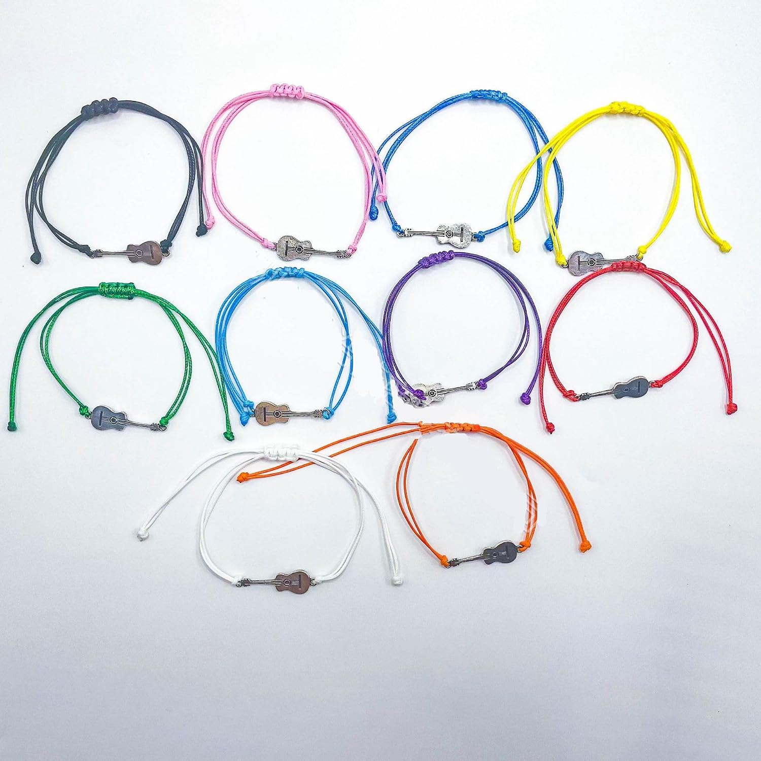 Yocoyee Multicolor Guitar Braided String Bracelets Handmade Adjustable Waterproof Rope Bracelet for Love Guitar Music Jewelry