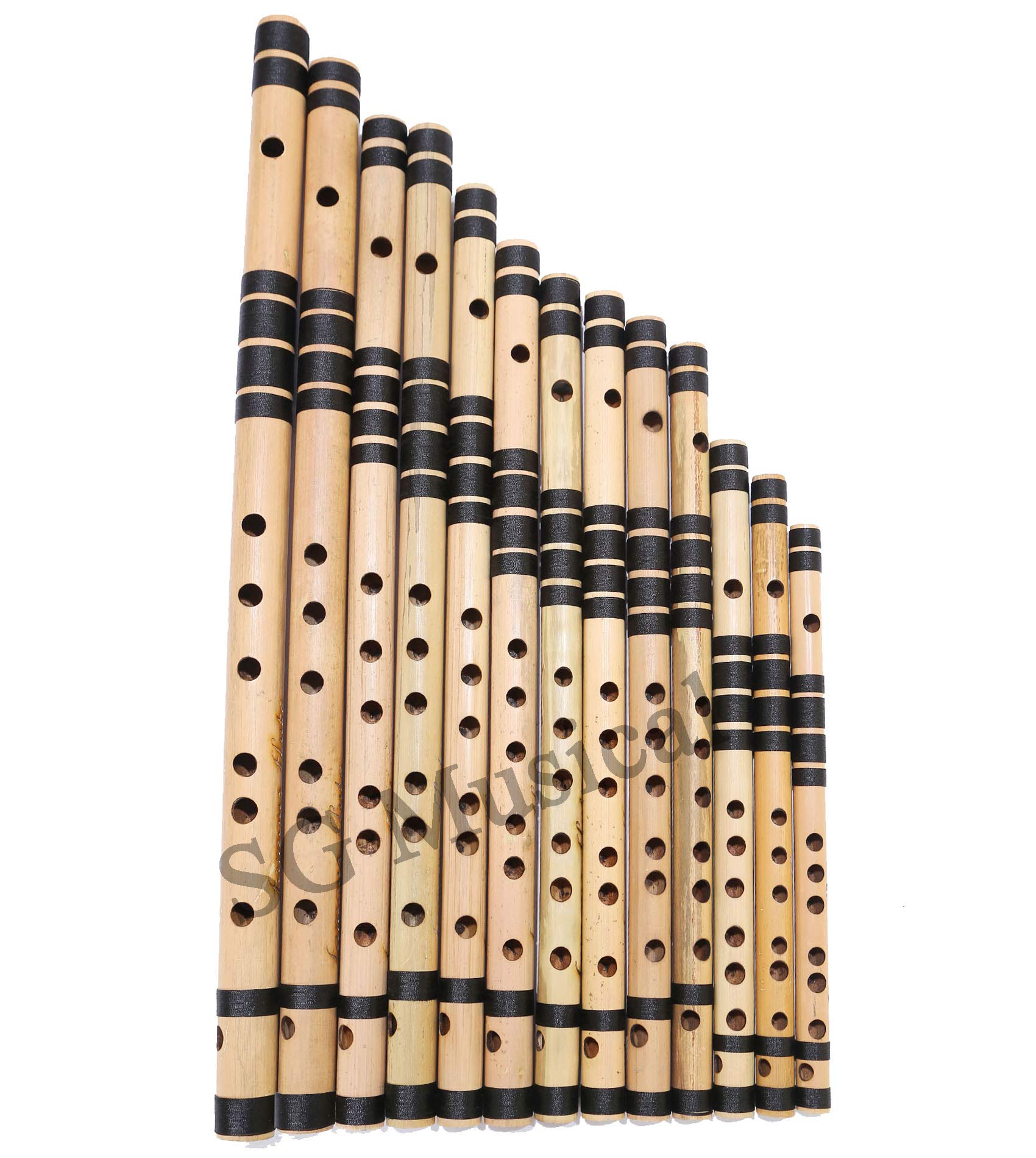 FAMOUS FLUTE - 13 pc. Natural Bamboo Flute Indian Bansuri Set-image-6