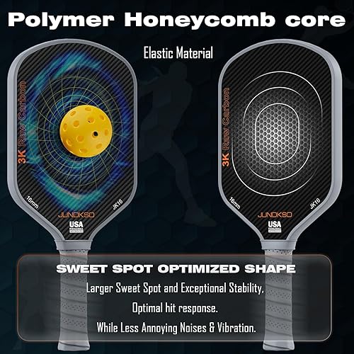 Miniatura 6 de Paletas profesionales de pickleball - T700 Raqueta de pepinillo de fibra de carbono - Superficie esmerilada de carbono crudo 3K para mejorar el giro