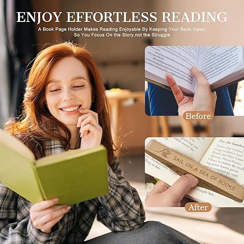 Miniatura 6 de UBJVA Soporte de página de libro personalizado de madera para el pulgar para leer marcapáginas regalos para amantes de los libros Bookish