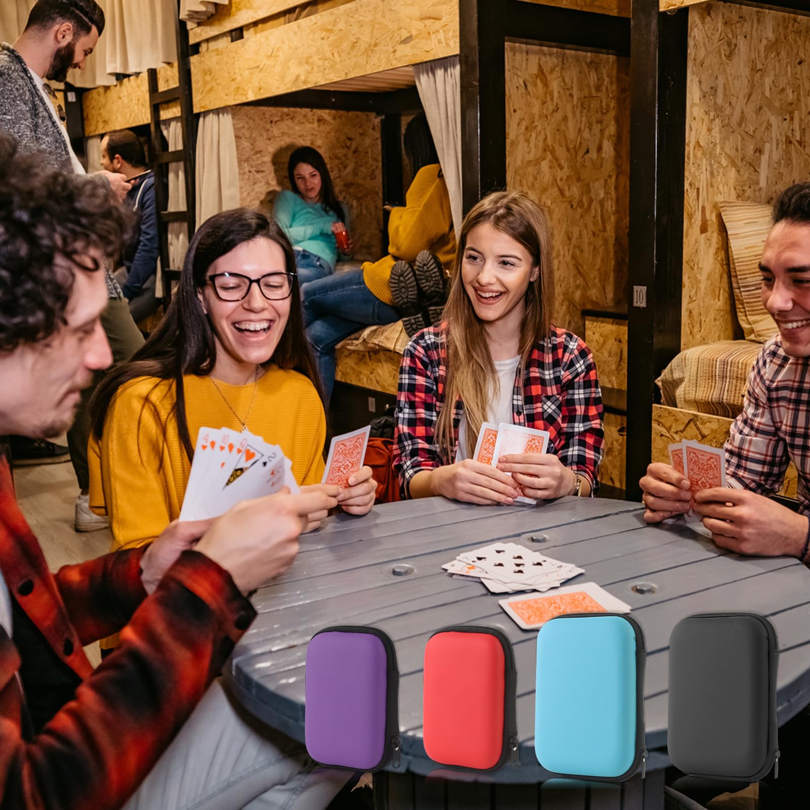 RoyalChic Jeux de 4 boîtes de Rangement pour Cartes à Jouer - Étui de Transport pour 600+ Cartes, Compatible UNO, SKYJO, Phase 10, Cabo, Cards Against Humanity et Jeux de société