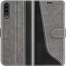 Mulbess für Samsung Galaxy A30S / A50 Hülle, Handyülle Leder mit Kartenfach, Klapphülle mit Magnetverschluss, Flip Case Etui Handytasche Schutzhülle, Stilvoll Grau