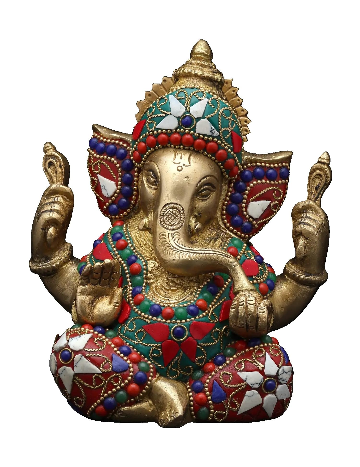 Statue Ganpati en laiton statuette Ganesha decorative fait main 15cm
