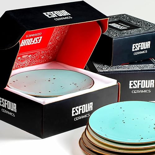 Miniatura 12 de Juego de 6 platos llanos de 11 pulgadas, aptos para microondas, horno, lavavajillas, resistentes a los arañazos, platos de porcelana para carne