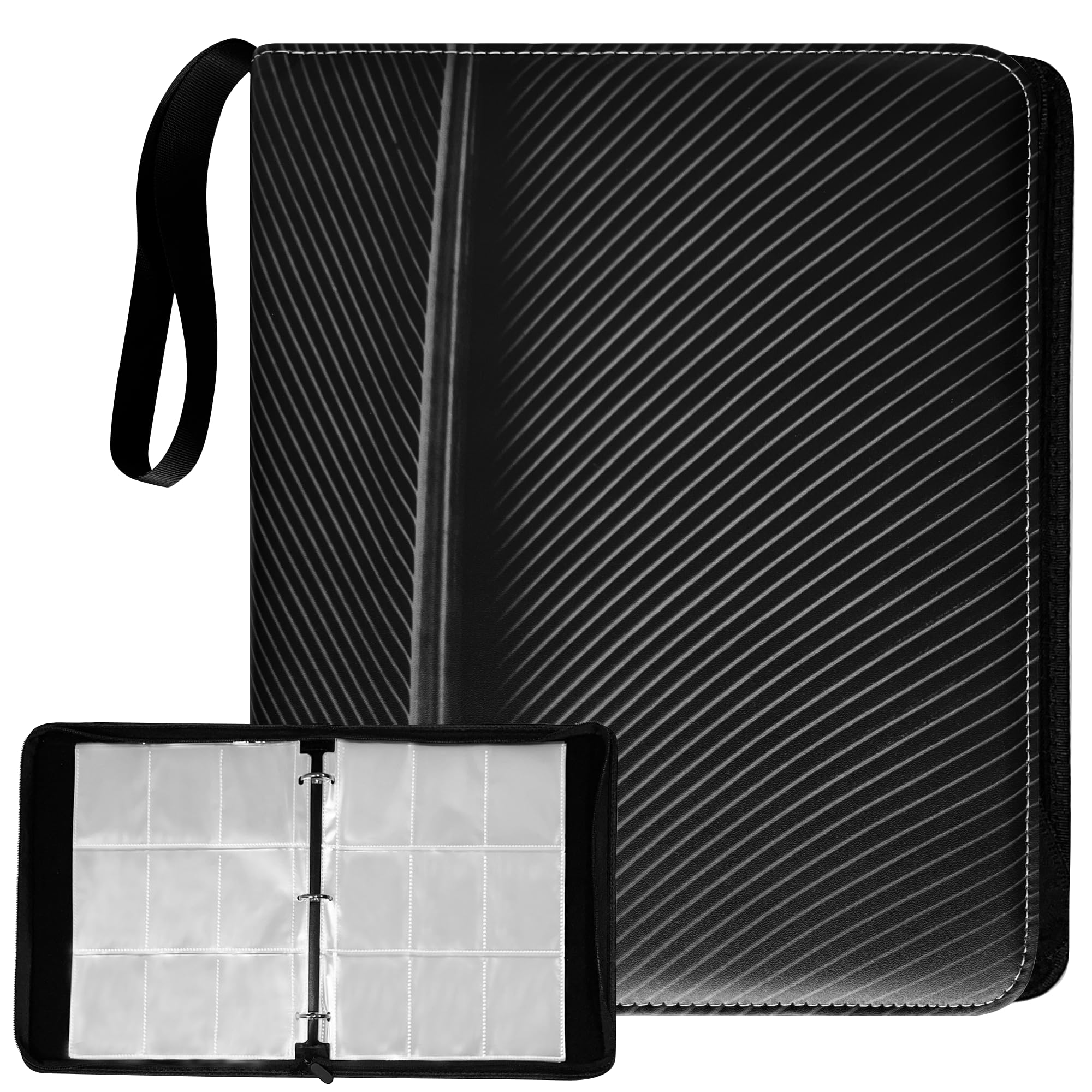 9-Pocket Folder with Modern Design, Trading Card Folder with Premium Zipper, Collection Folder Made of PU with 720 Double-sided Pockets, Collection Album, Card Folder for Games, TCG Card Black.