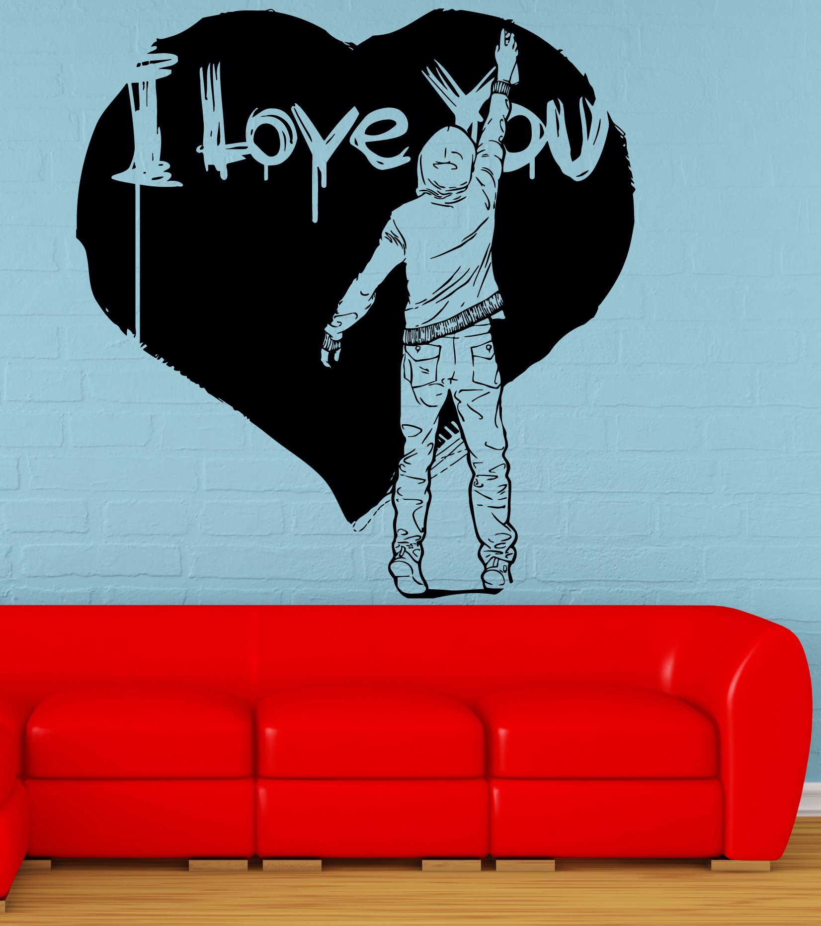 DesignToRefine Wall Vinyl Stickers I Love You Romantic Amore Decor Heart for Girls Teen (z2208m)