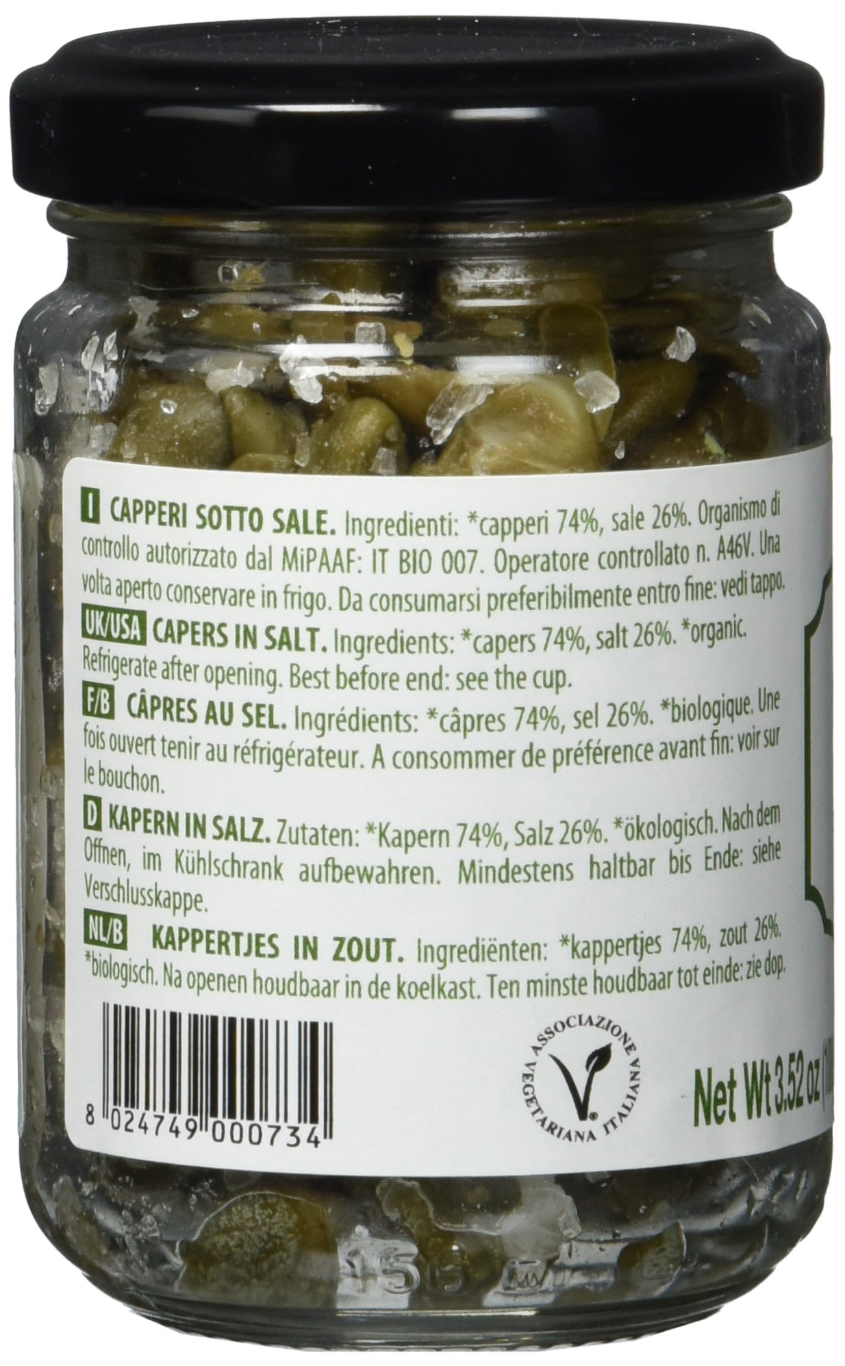IL NUTRIMENTO Kapern in Meersalz – Handgeerntet und natürlich konserviert – Bio und vegan – 6er Pack (6 x 100 g)