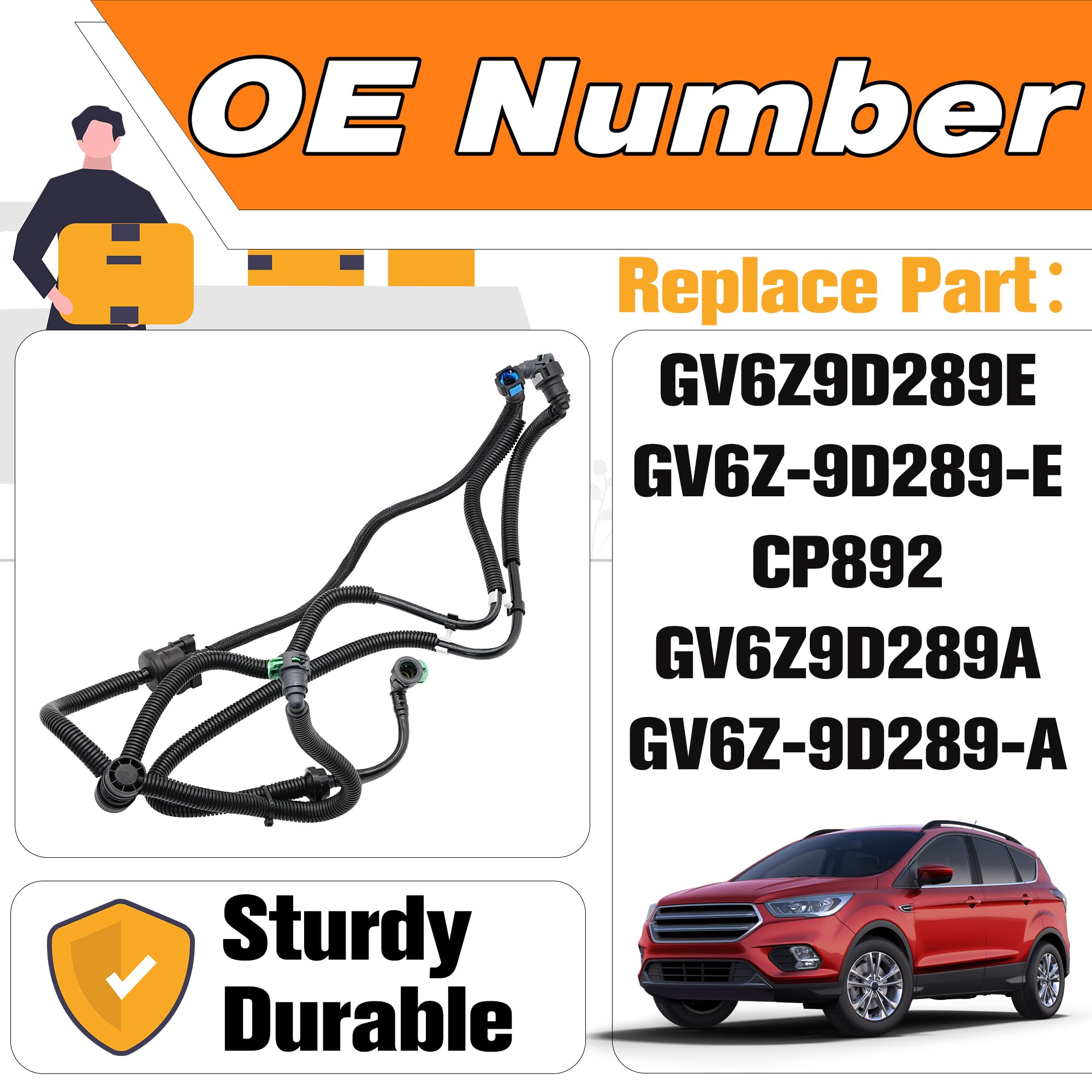 Válvula de purga de recipiente de vapor compatible con Ford Escape 2017 2018 2019 1.5L L4. Reemplaza # GV6Z-9D289-E, GV6Z9D289E, CP892, GV6Z9D289A, GV6Z-9D289-A