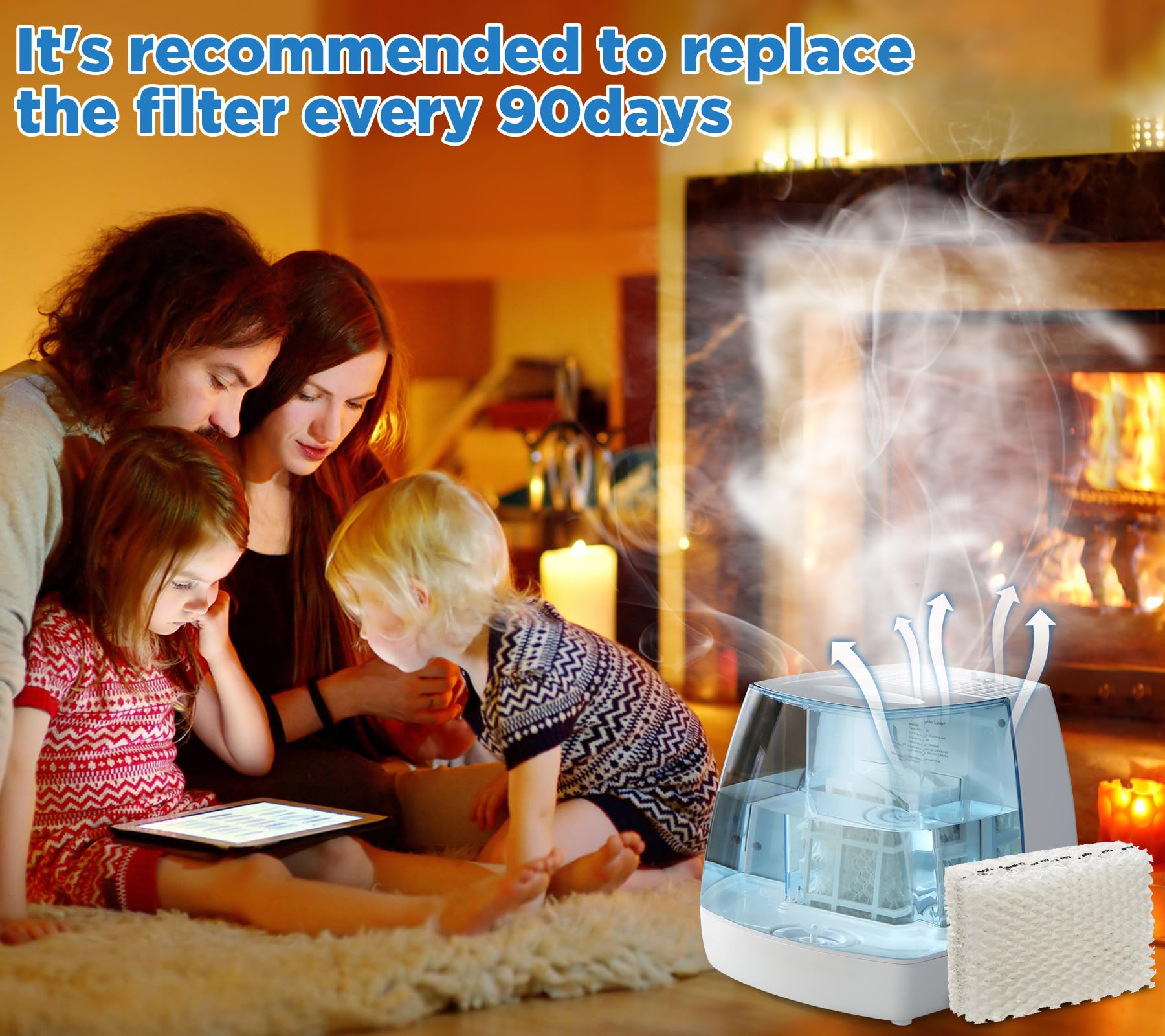 Freeboy Wf813 Eqwf813 - Filtros humidificadores de repuesto para Equate Eqwf813 Eq-2119-Ul; Relion Rcm832 Rcm-832n; Procare Pcwf813; Protec Wf813 Filtro de repuesto para humidificador (paquete de 4)