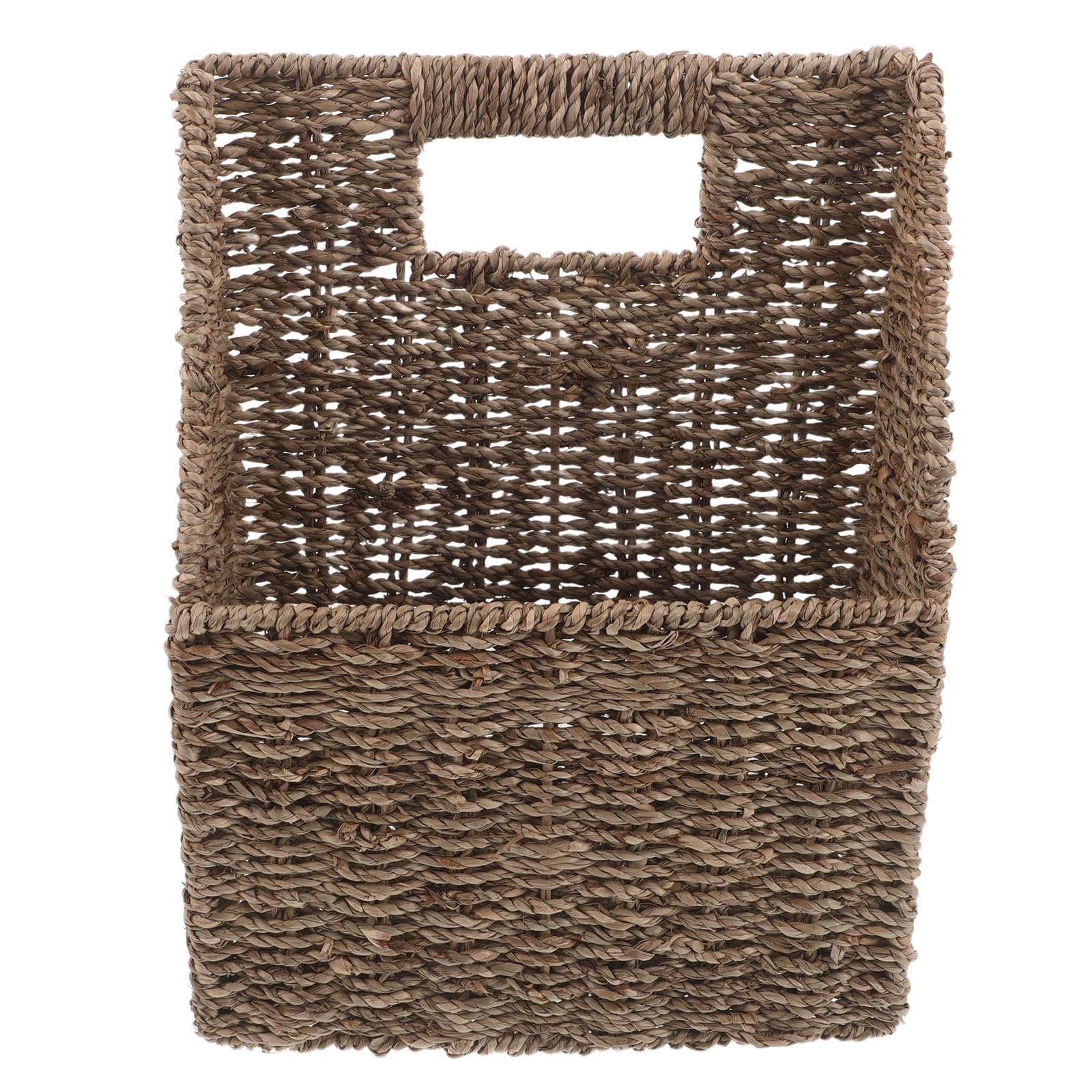ABOOFAN Revistero de Esparto Colgante, Organizador de Revistas de Pared, Tejido a Mano, Abertura Inclinada, Asa, Beige, para Periódicos y Revistas, Salón y Oficina