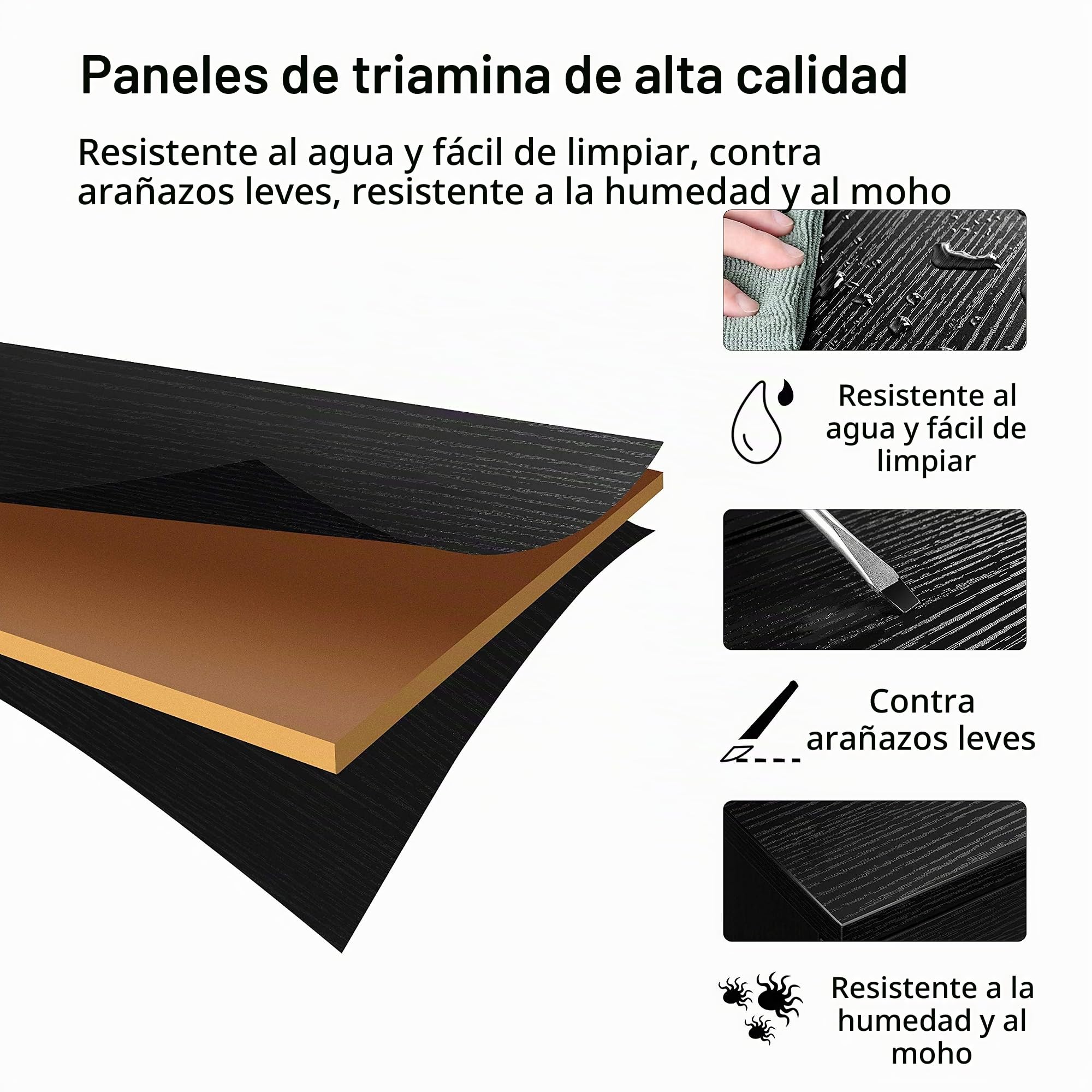 Yaheetech Mesita de Noche Negro con Tres Cajones para Dormitorio | Mesilla Auxiliar Moderna para Salón Café Cama Sofá Minimalista Mesa de Noche 40x35x60 cm