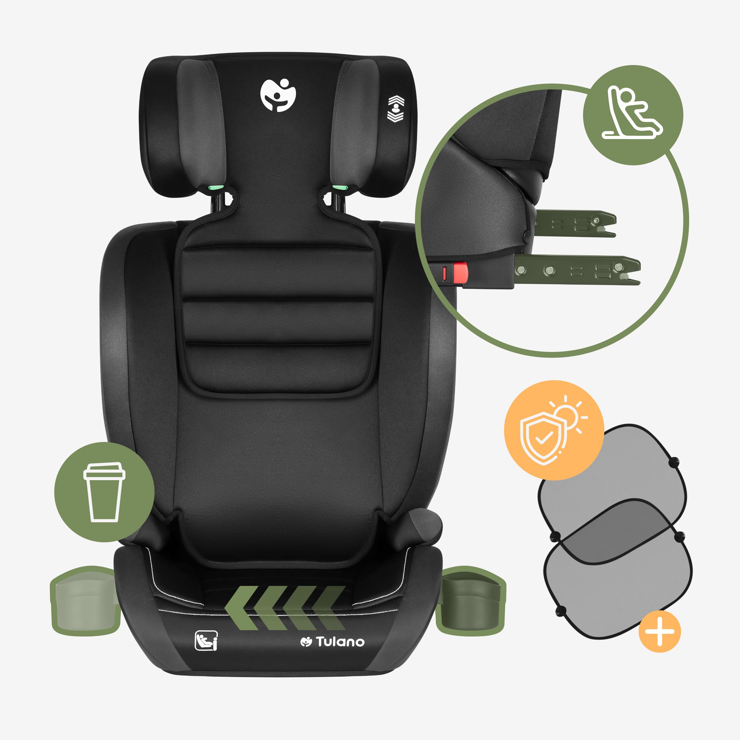 Tulano Joy 25 fotelik samochodowy dla dzieci 15-36 kg z Isofix – grupa 2/3 fotelik samochodowy 100–150 cm – podwyższenie siedziska dla dzieci – zagłówek z regulacją wysokości – pokrowiec nadaje się do