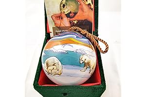 Le Bien Ornaments 2023: Elegant Polar Bear Painted Glass Ball Ornament