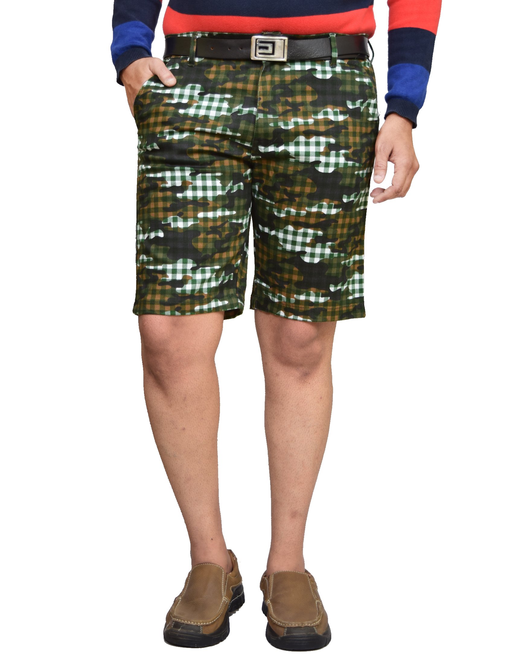 Men’s Cotton Bermuda Shorts | Slim Fit Stretchable Casual Half Pants for Men | Checkered Cotton Shorts