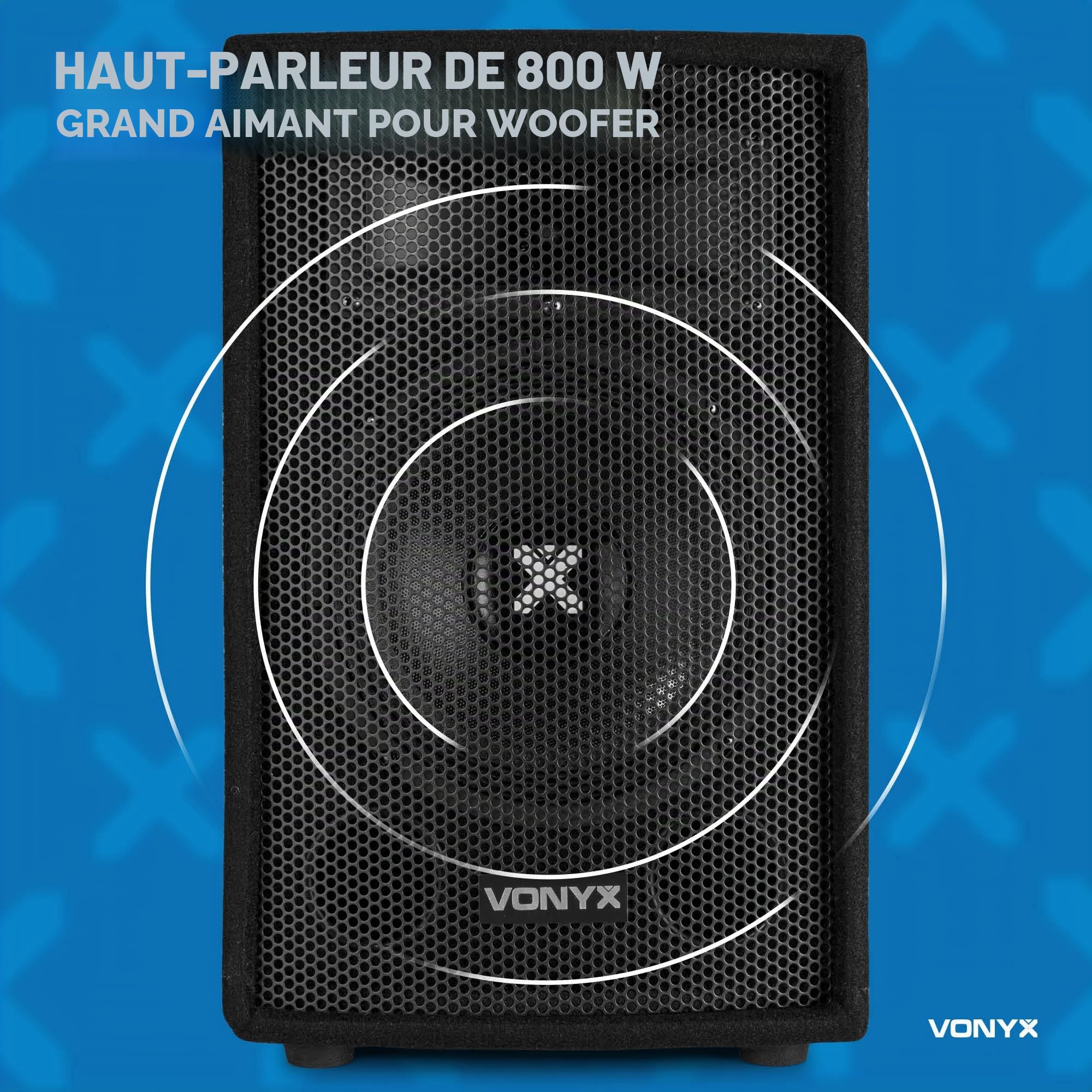 VONYX Pack Sono - 2X Enceintes Passives 800W, Woofer de 15 Pouces, Poignées de Transport, Set de Pieds d'Enceintes et Sacoche, Idéal pour DJ Mobiles
