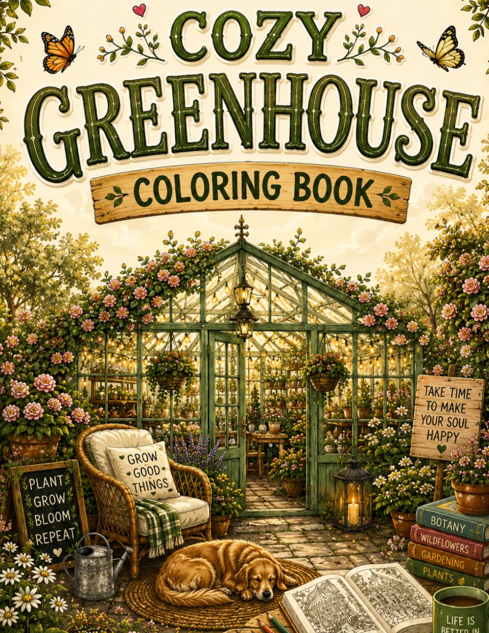 Cozy Greenhouse Coloring Book: Charming Flower Gardens, Botanical Conservatories, Lush Houseplants, and Cottagecore Plant Sanctuaries for Adult Stress Relief and Relaxation