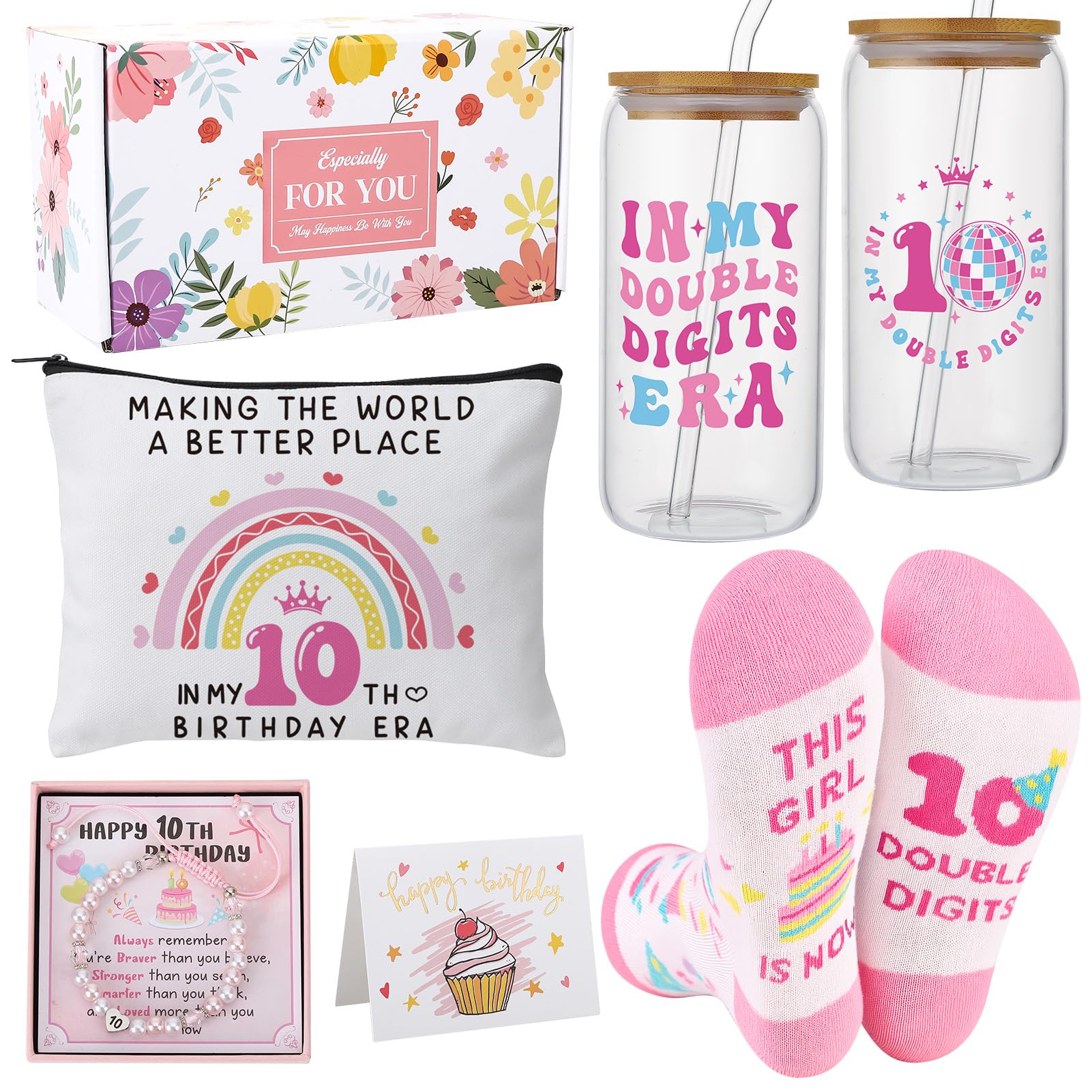 saerryor Gifts for 10 Year Olds Girls, Iced Coffee Cup Makeup Bag Bracelet