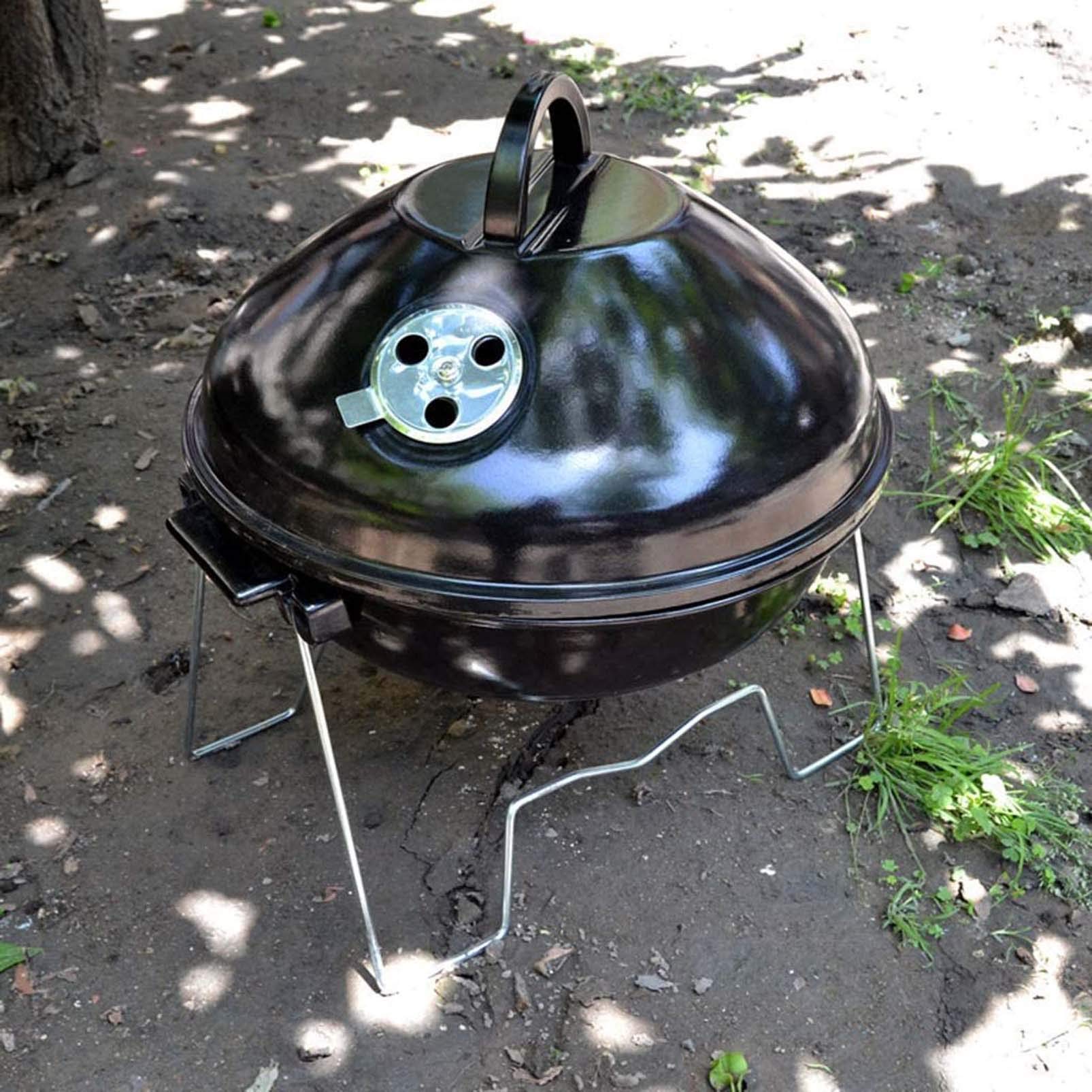 MytaYtTragbarer Outdoor-Klapp-Carbon-Grill, Runder Holzkohlegrill Aus Edelstahl Home Carbon-Grillofen Brazier Single Oven