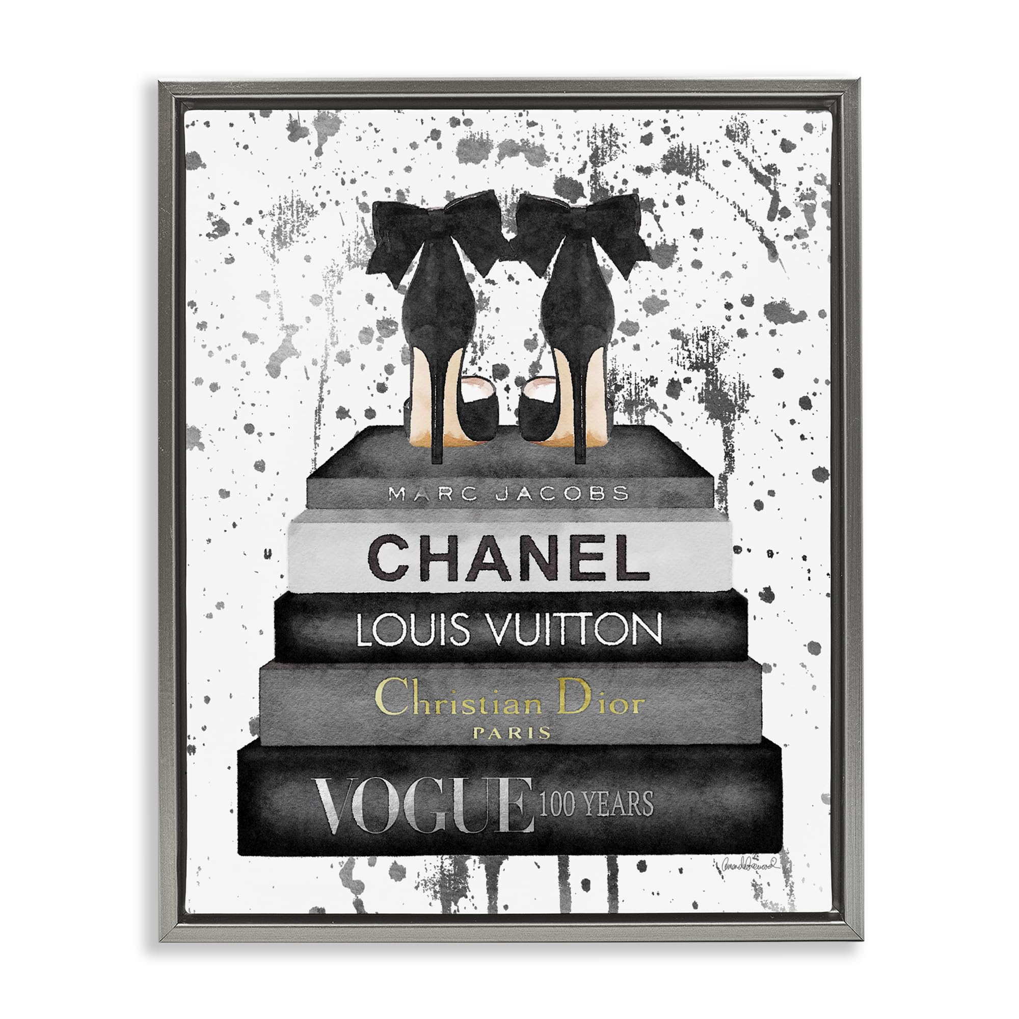 Stupell Industries 'Glam Fashion Books &amp; Heels'| Floating Frame Canvas Art