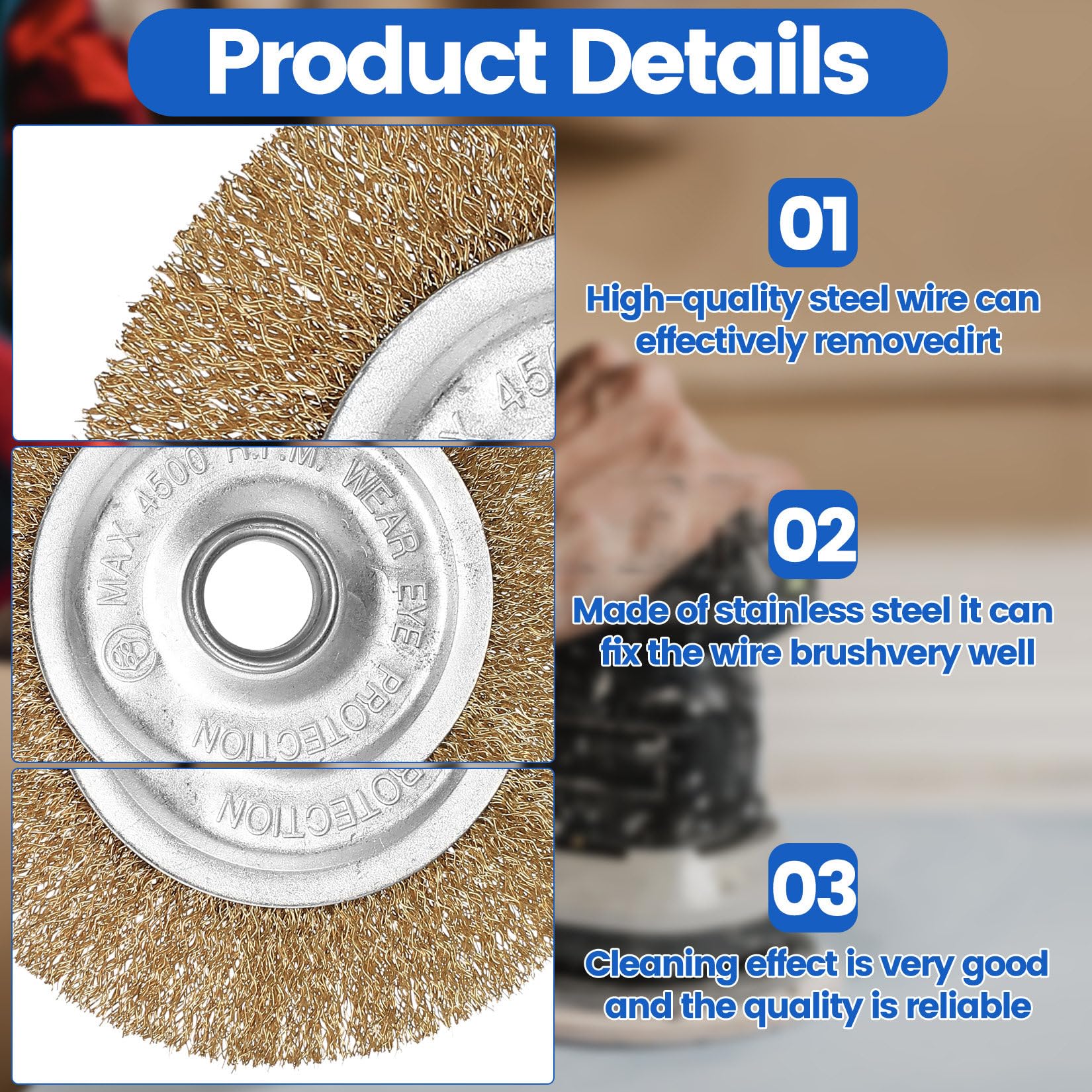 2 Pcs Wire Wheel Brush for Ryobi Patio Cleaner Wire Brush Replacement for Ryobi RAC814 RY18PCA-0 OPC1800 OPC1815 EFB 400/401 - Image 4