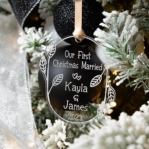OurFirstChristmasMarriedOrnament2023, Personalized WeddingOrnament, PersonalizedWeddingGifts, NewlywedChristmasOrnament, BrideChristmasGift, Wedding