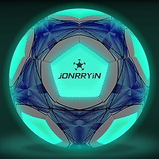 JONRRYIN Ballon de Football en Fluorescence, Ballon de Football Lumineux, Officielle Taille 5, Ballon De Foot pour Enfants et Jeunes et Adulte Ballon de Match de Football avec Pompe