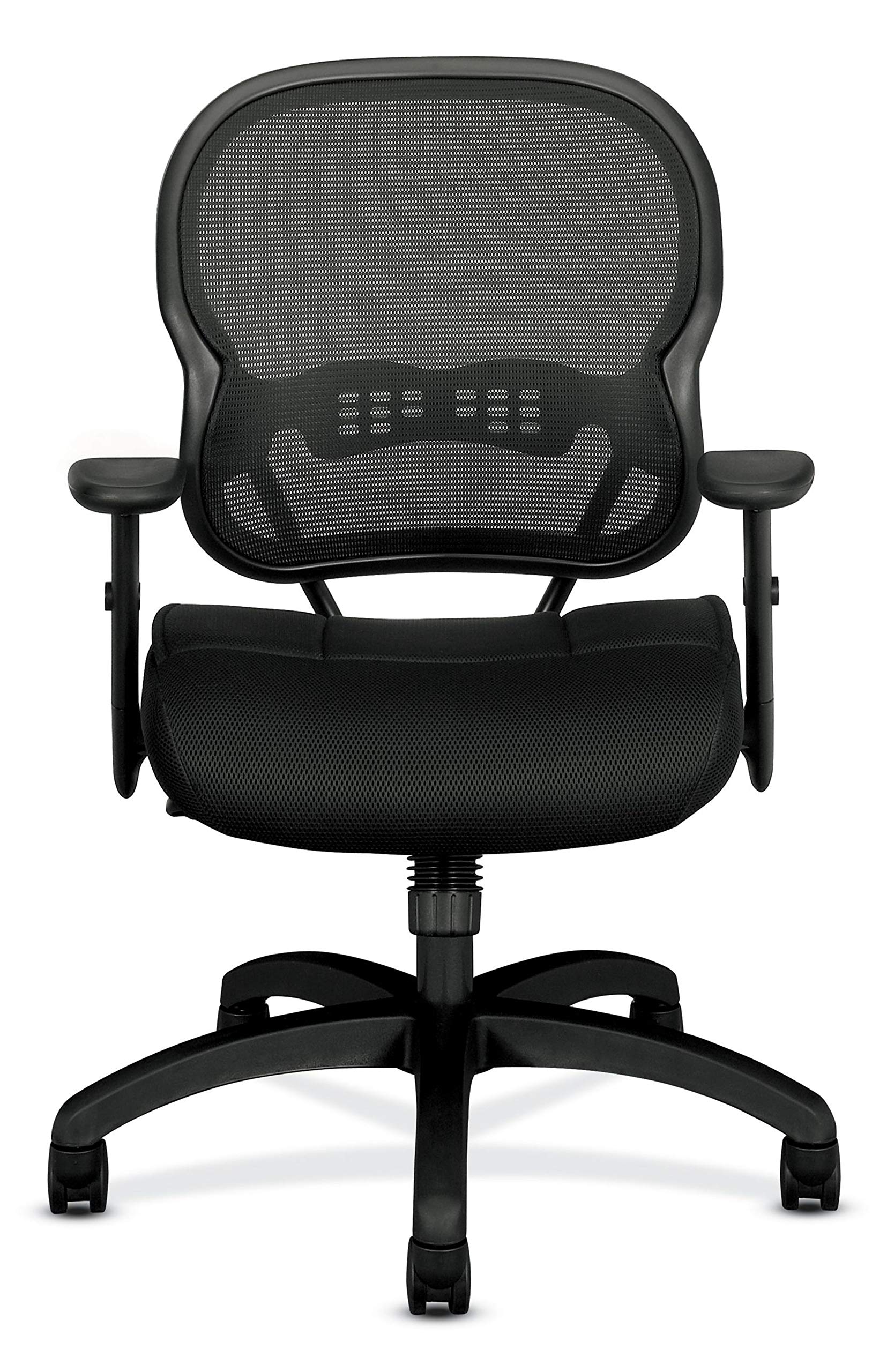 HON Wave Mesh Mid-Back Chair, with Height-Adjustable Arms, Black