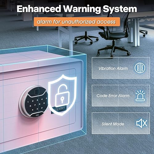 Miniatura 6 de GoldenKey Caja de seguridad biométrica de 1.2 pies cúbicos con teclado de pantalla táctil, cajas fuertes de joyería para dinero en efectivo,