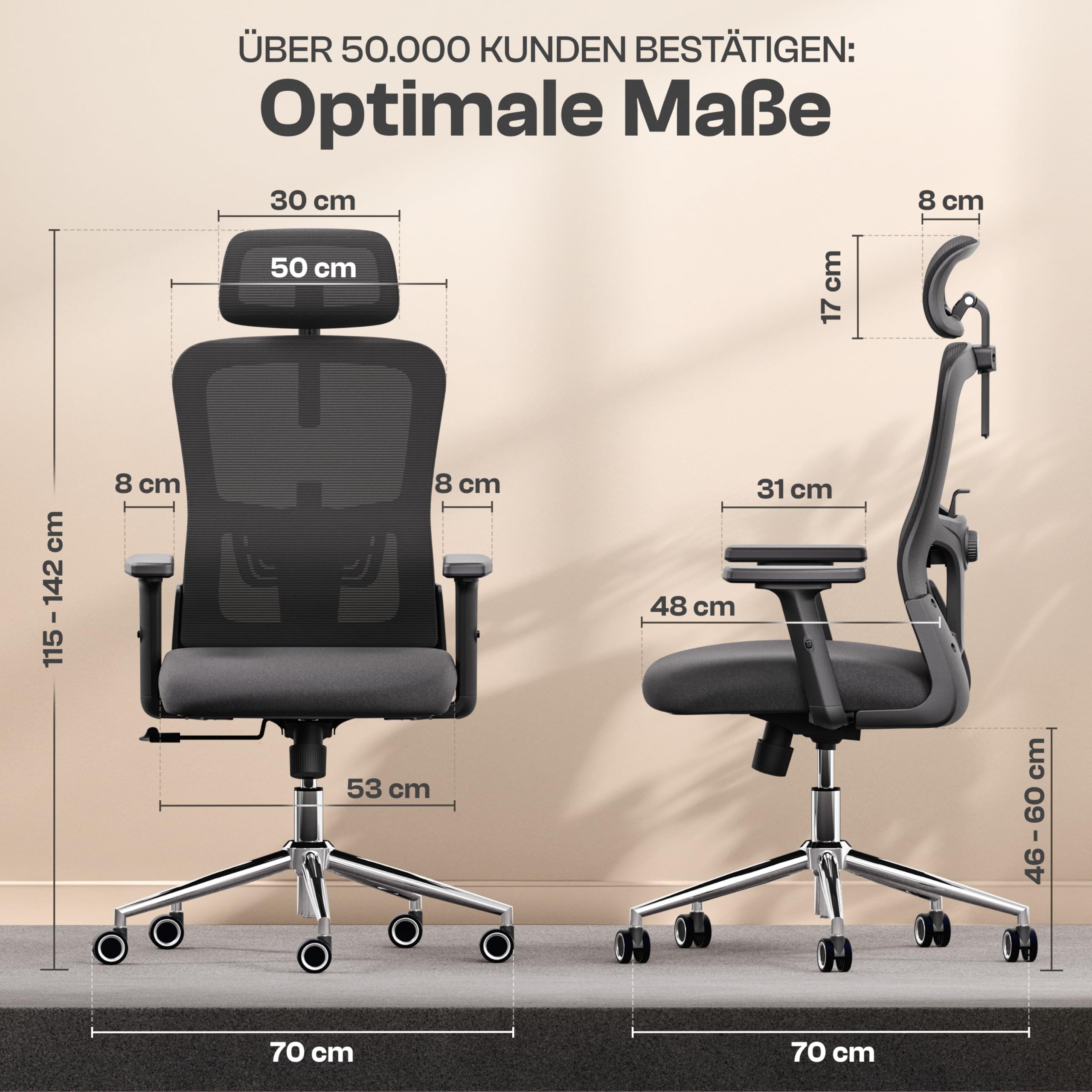 Galahad Bürostuhl Ergonomisch [VERGLEICHSIEGER] Drehstuhl 150kg | Schreibtischstuhl Ergonomisch | Komfortabler Gaming Stuhl | Bürostuhl Testsieger für höchsten Komfort und Ergonomie