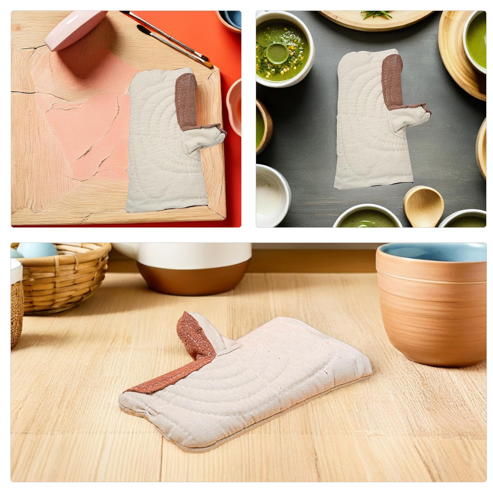 Alipis 1 Paio di Guanti da Forno ignifughi e Resistenti al Calore, Guanti in Cotone termoisolanti per lavori sul, Protezione Alte Temperature, Set di antiscottatura