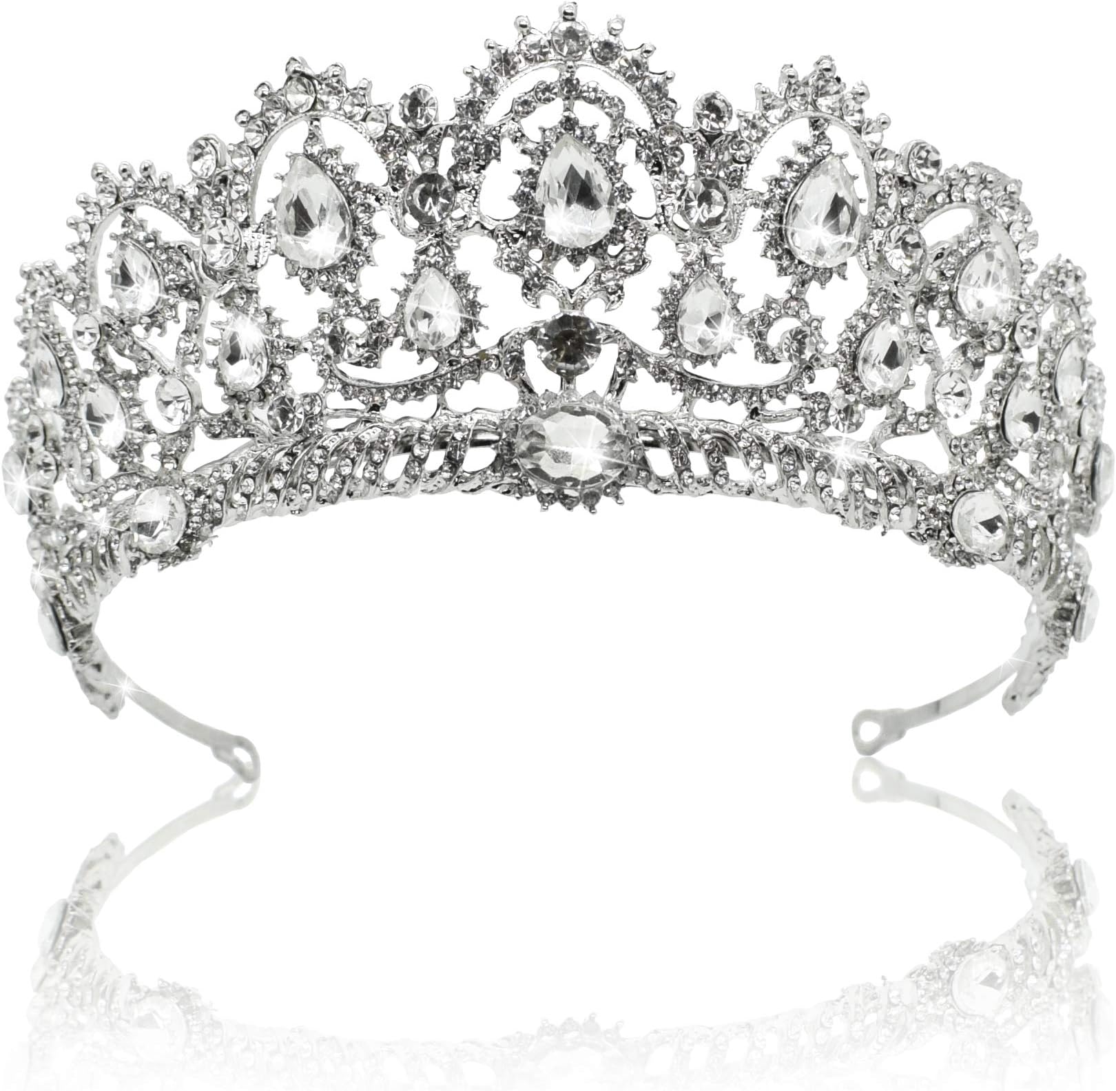 VoflerPrincess Peach Crown, Fairy Godmother Rapunzel Costume Tiara for Women Silver Coronas para 15 Años Hair Accessories for Princess Bride Diaries Party Quinceanera Prom Wedding Birthday Girls