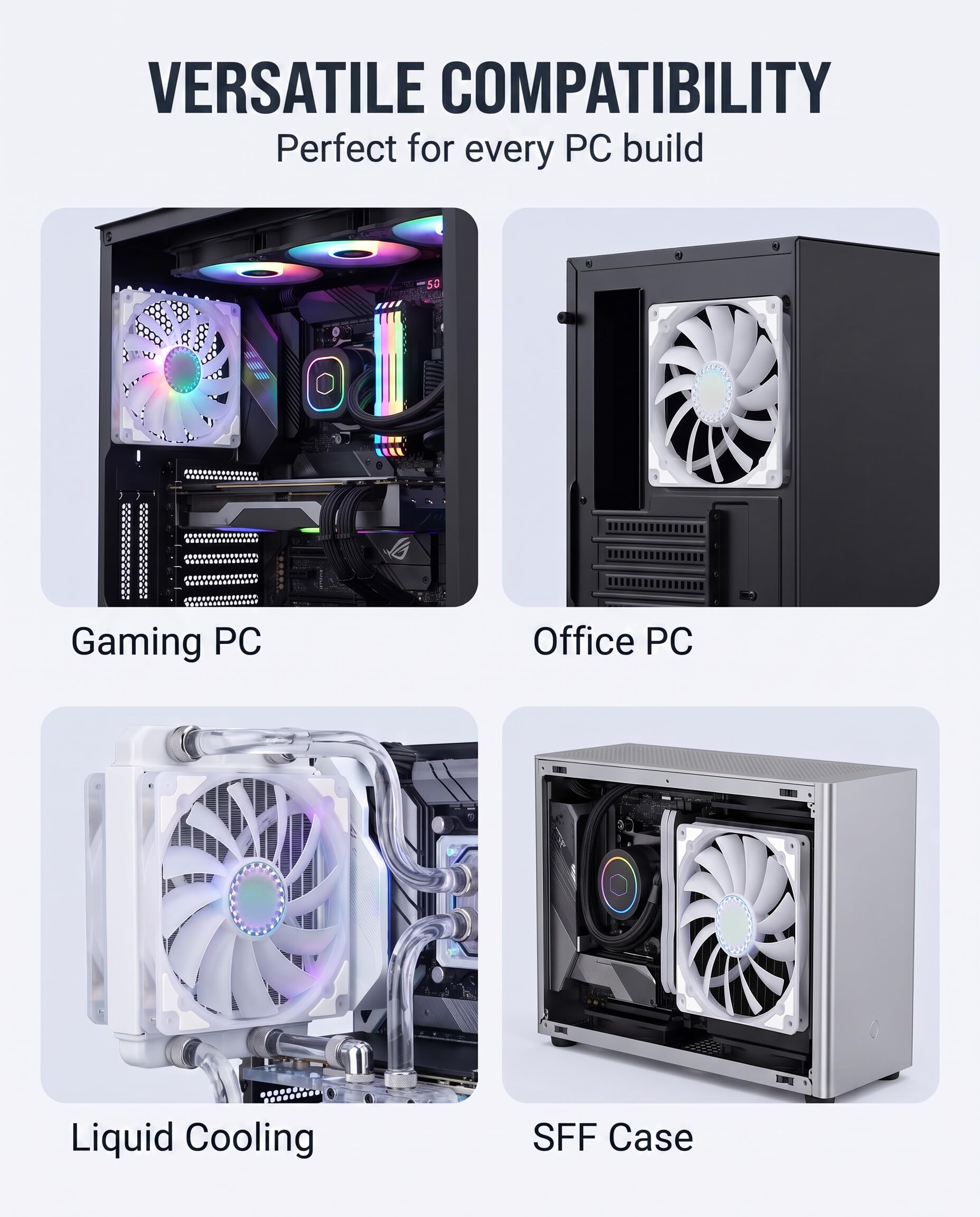 Ventilador RGB 140 mm, PWM ARGB con Cojinete MFDB