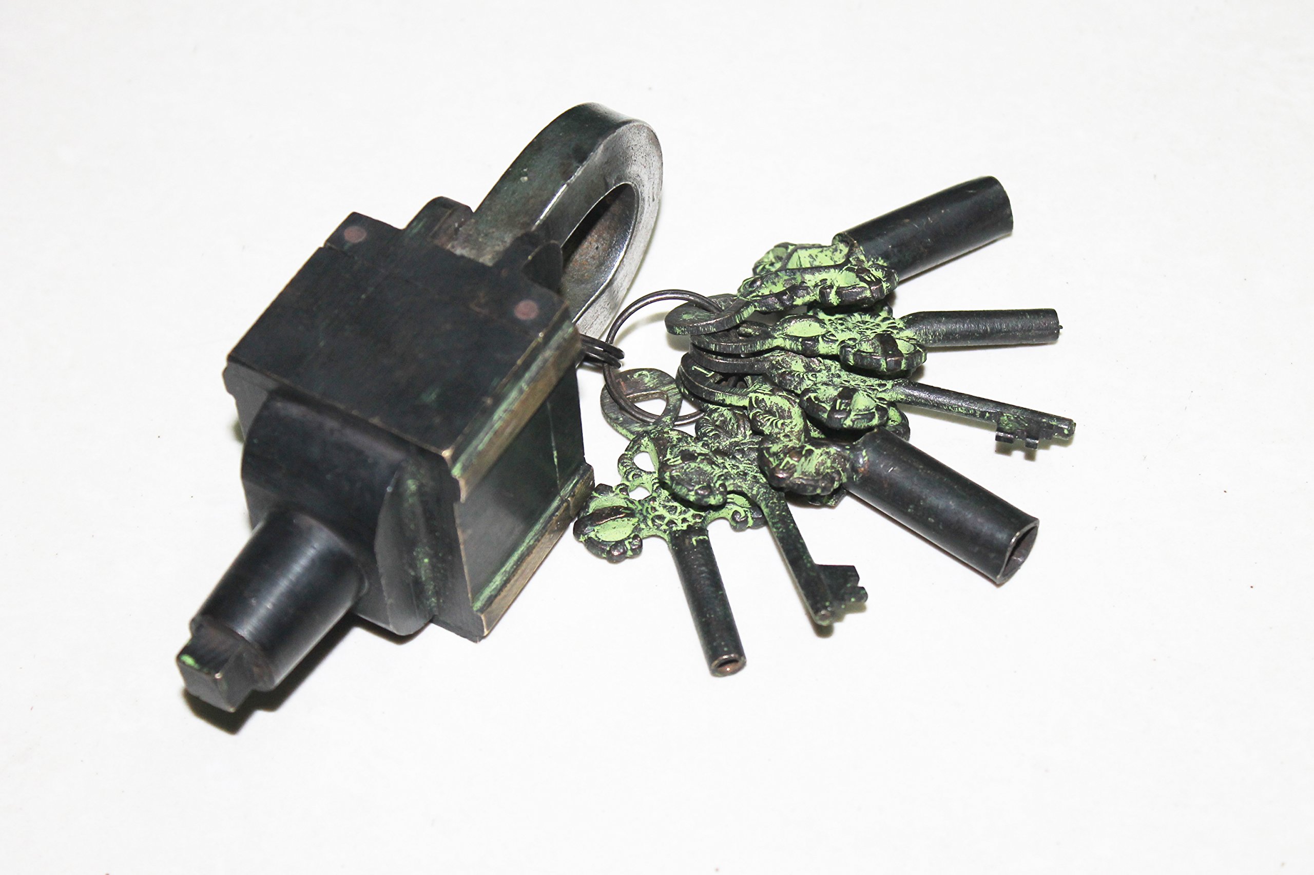 PARIJAT Rękodzieło Funkcjonalne mosiężne piękne kłódki z dwoma kluczami (Tricky-Lock)