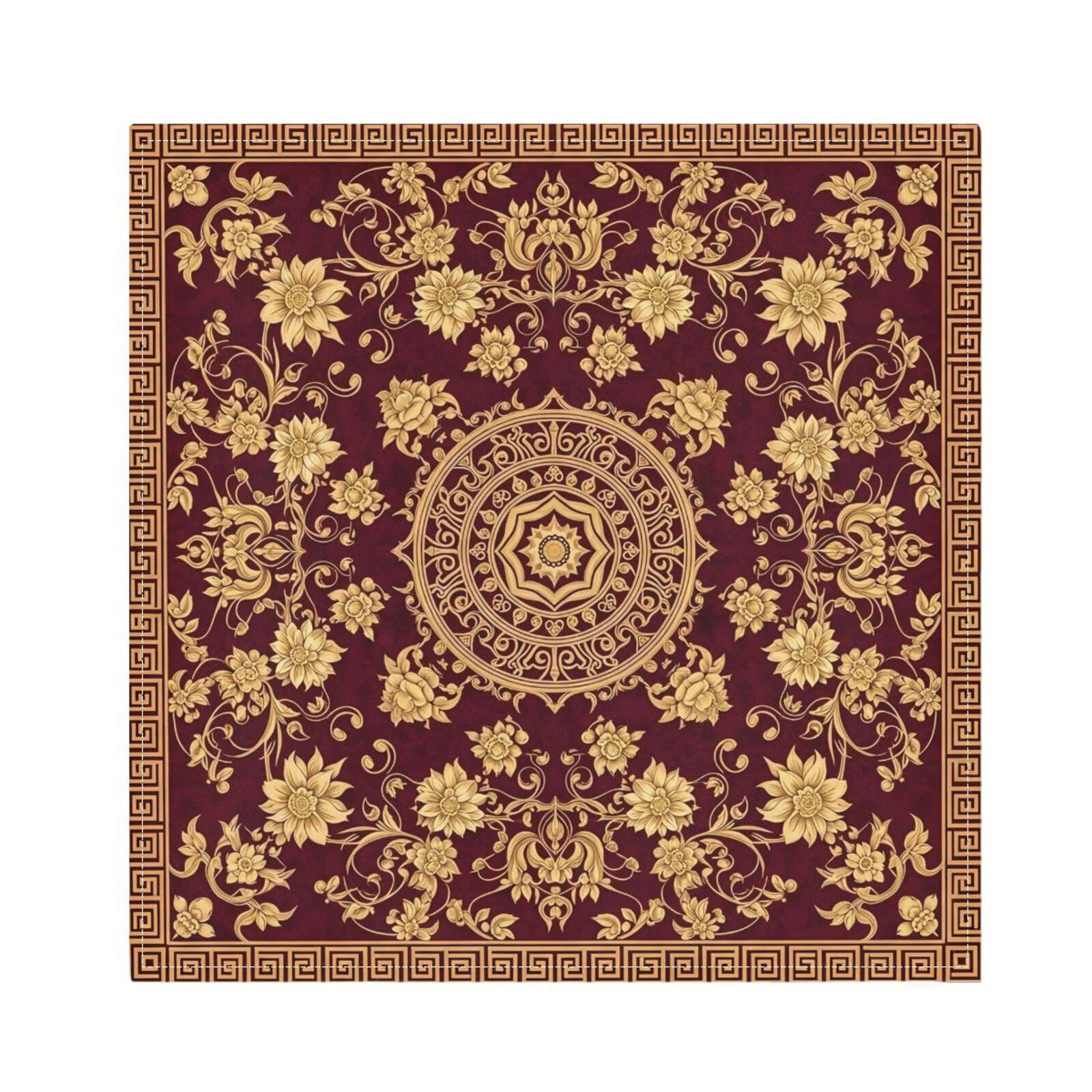 Ttgoth Gold Floral Mandala Cloth Napkin Set of 6 Washable & Reusable Dinner Napkins for Dining Table, Banquets, Wedding, Party, 50x50 cm