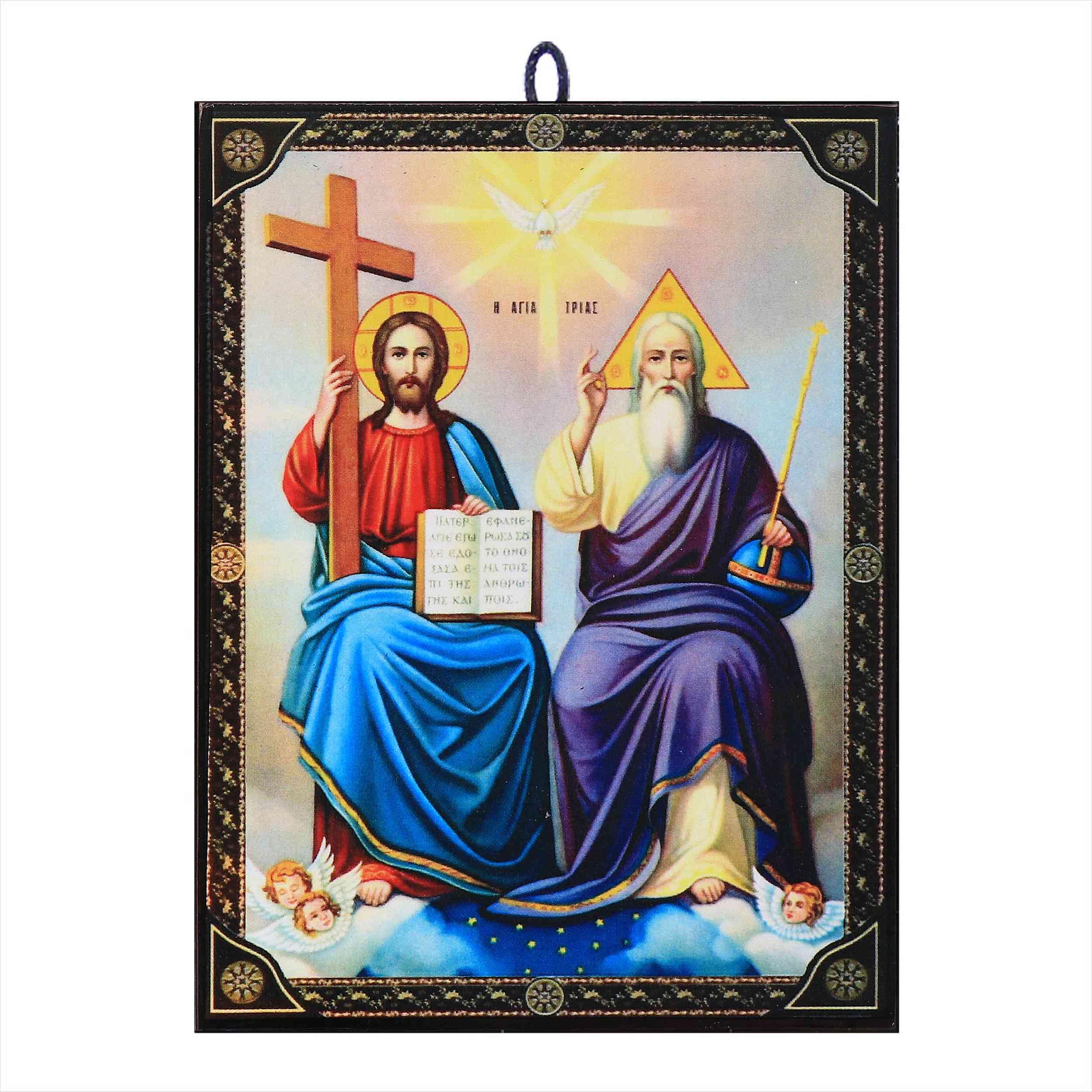 NKlaus Icon Holy Trinity 9.7 x 13.5 x 1.2 cm Christian Icon Orthodox from Greece 60051