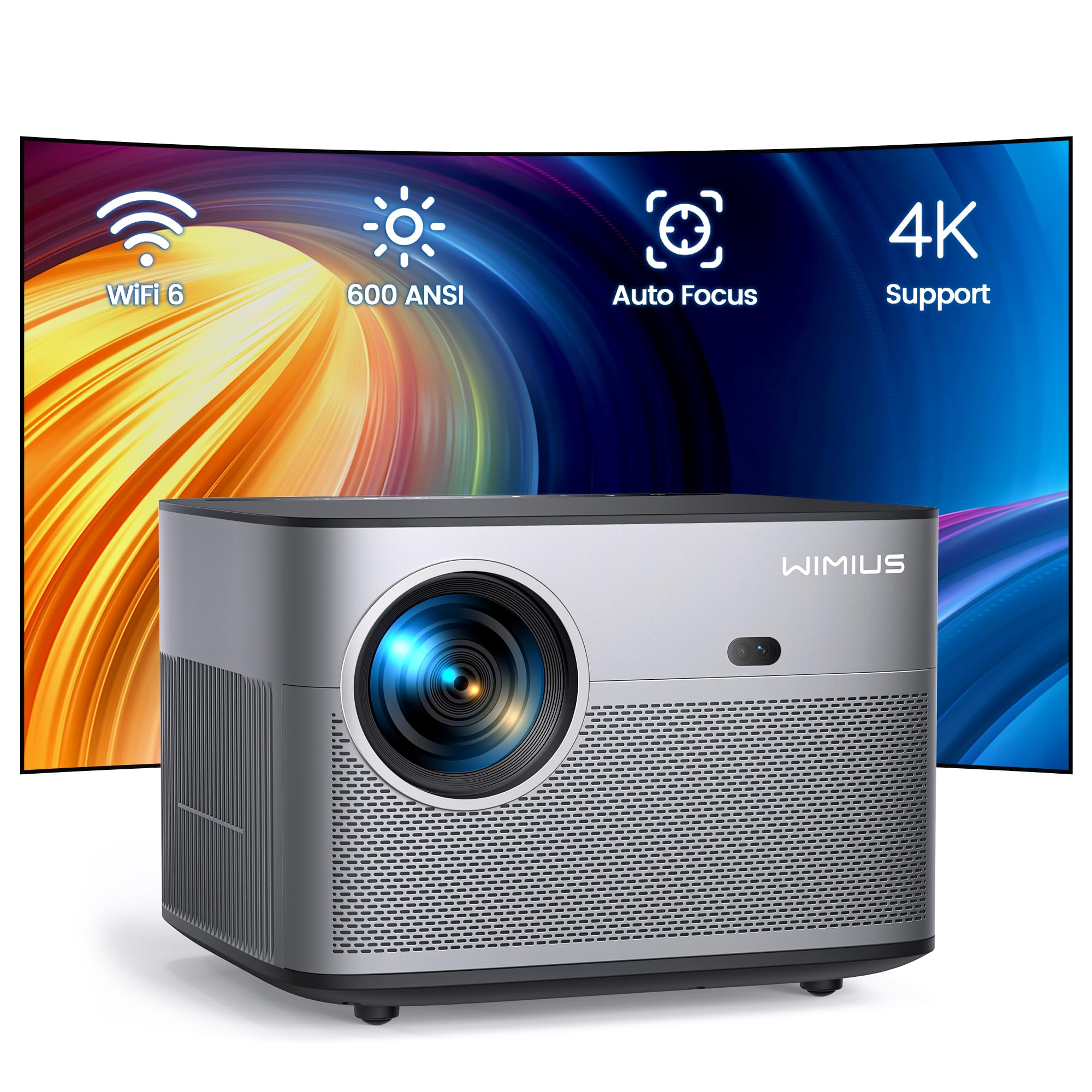 WiMiUS P64 4K LED Projector with Auto Focus & Keystone