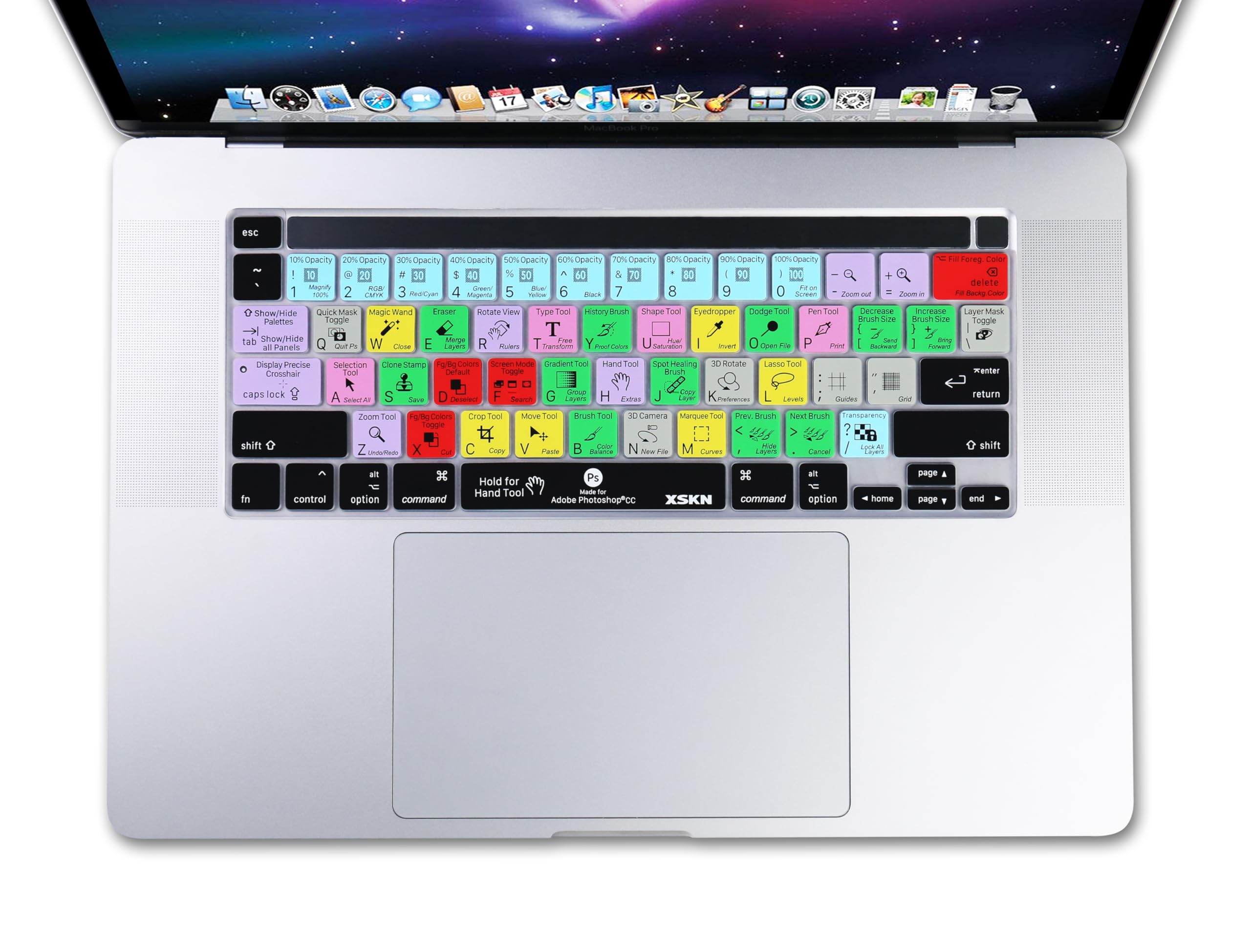 XSKN Photoshop CC English Silicone Shortcuts Keyboard Cover Skin for 2019 New MacBook Pro 16 inch A2141 and 2020 New MacBook Pro 13.3 inch A2338 M1/A2251/A2289 with Touch Bar & Touch ID US Version