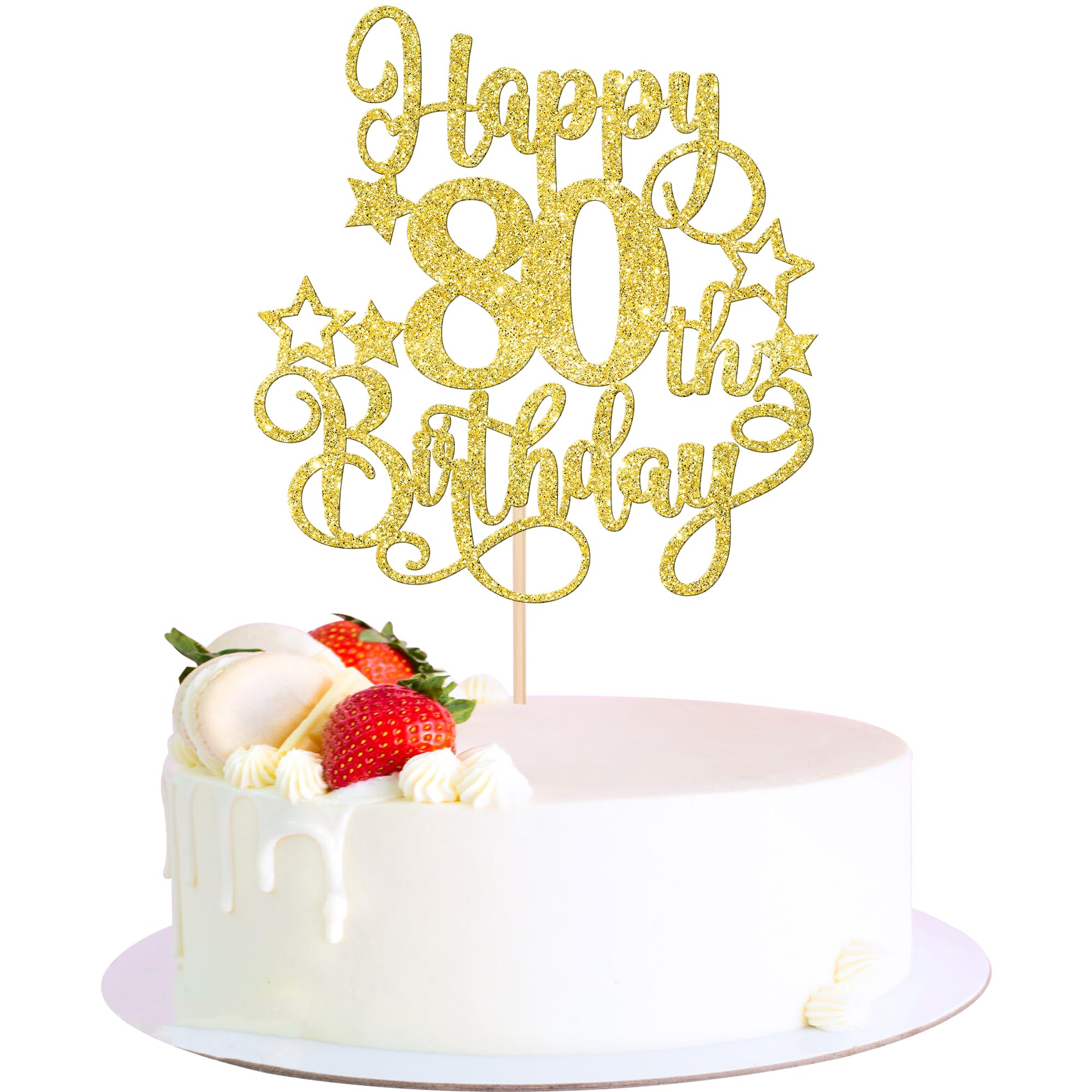 Cupcake-Topper Zum 80. Geburtstag – Glitzernd & Schwarz, 36 Stück Mit Motiven