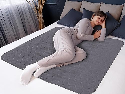 Miniatura 2 de Inspire Almohadillas para cama de incontinencia reutilizables grises que ocultan las manchas, protector de colchón impermeable, para adultos, bebés