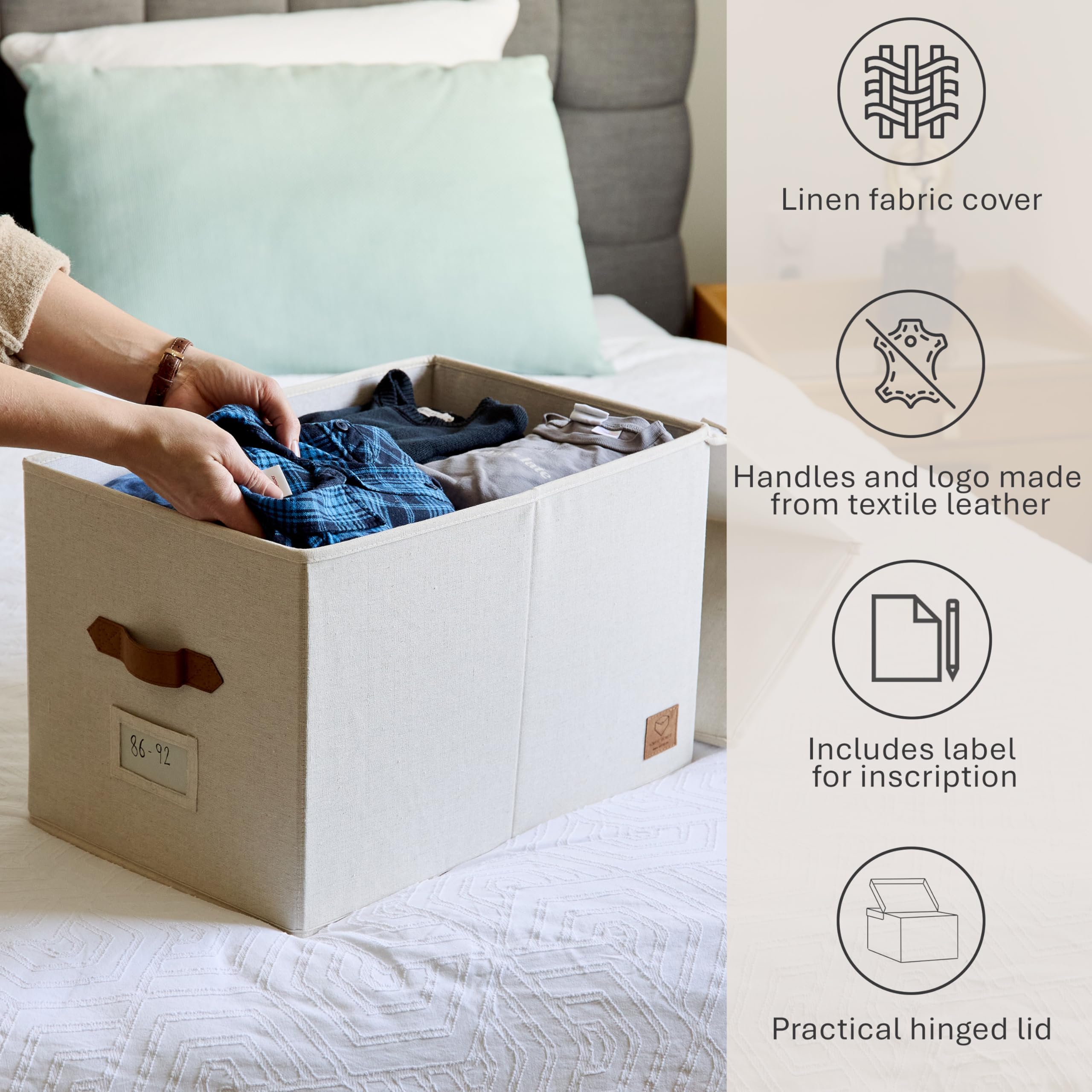 Love It Store It - Pouf Avec Espace De Rangement 3 En 1 - En Tissu - Pliable - Tabouret, Plateau