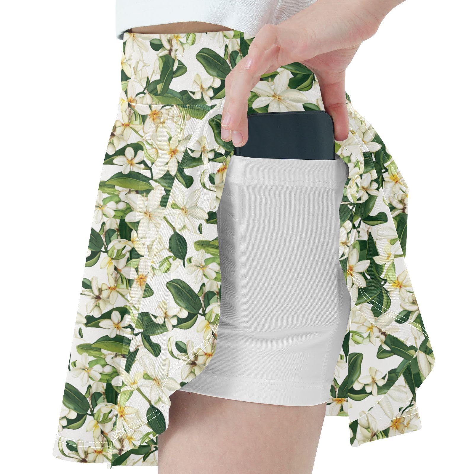 JUNZAN Cute Flower Girls Tennis Skirts with Shorts Flowy Kids Pleated Skort with Pockets Skorts for Little Girl