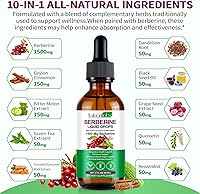 Vista 5 de Suplemento de berberina de alta resistencia, 100% absorción de gotas líquidas de berberina, suplemento líquido de berberina con canela de Ceilán