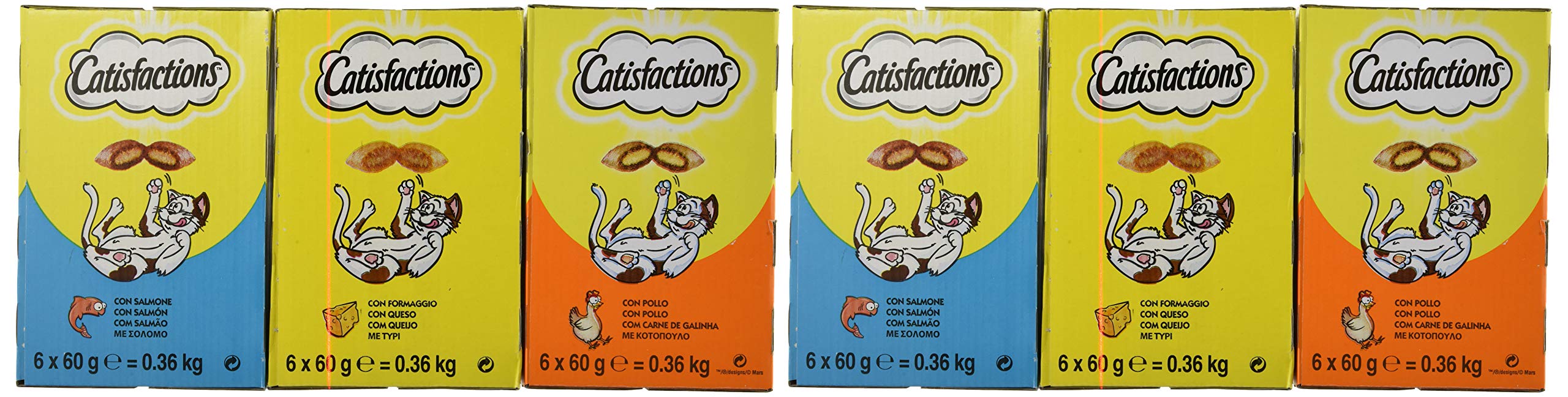 Catisfactions Verschiedene Snacks für Katzen, gemischte Box mit 3 Geschmacksrichtungen, 36 Stück