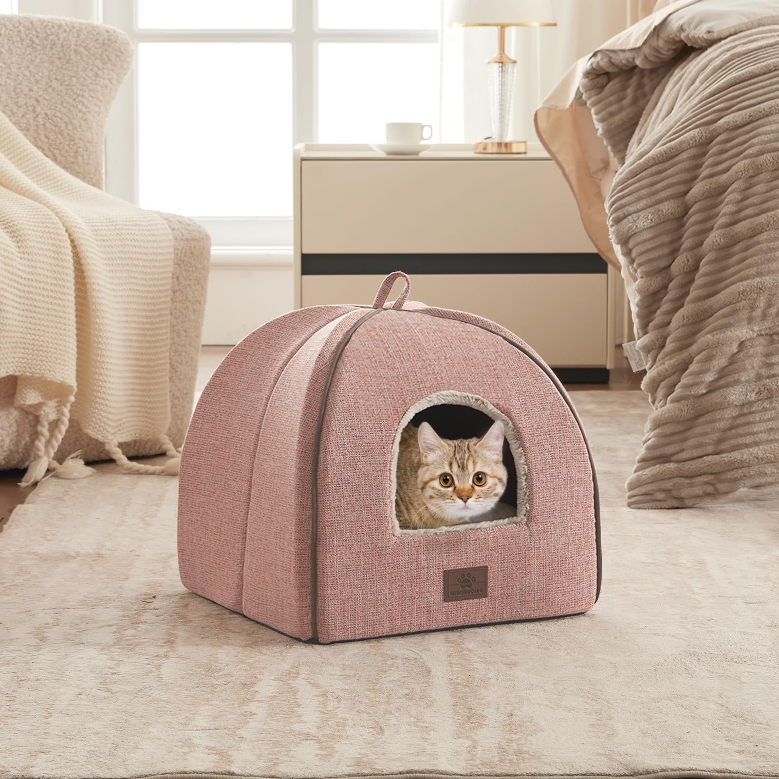 Cat Bed for Indoor Cats - Cat Cave Bed Cat House Cat Tent with Removable Washable Cushioned Pillow, Soft and Self Kitten beds,Cat Beds & Furniture,